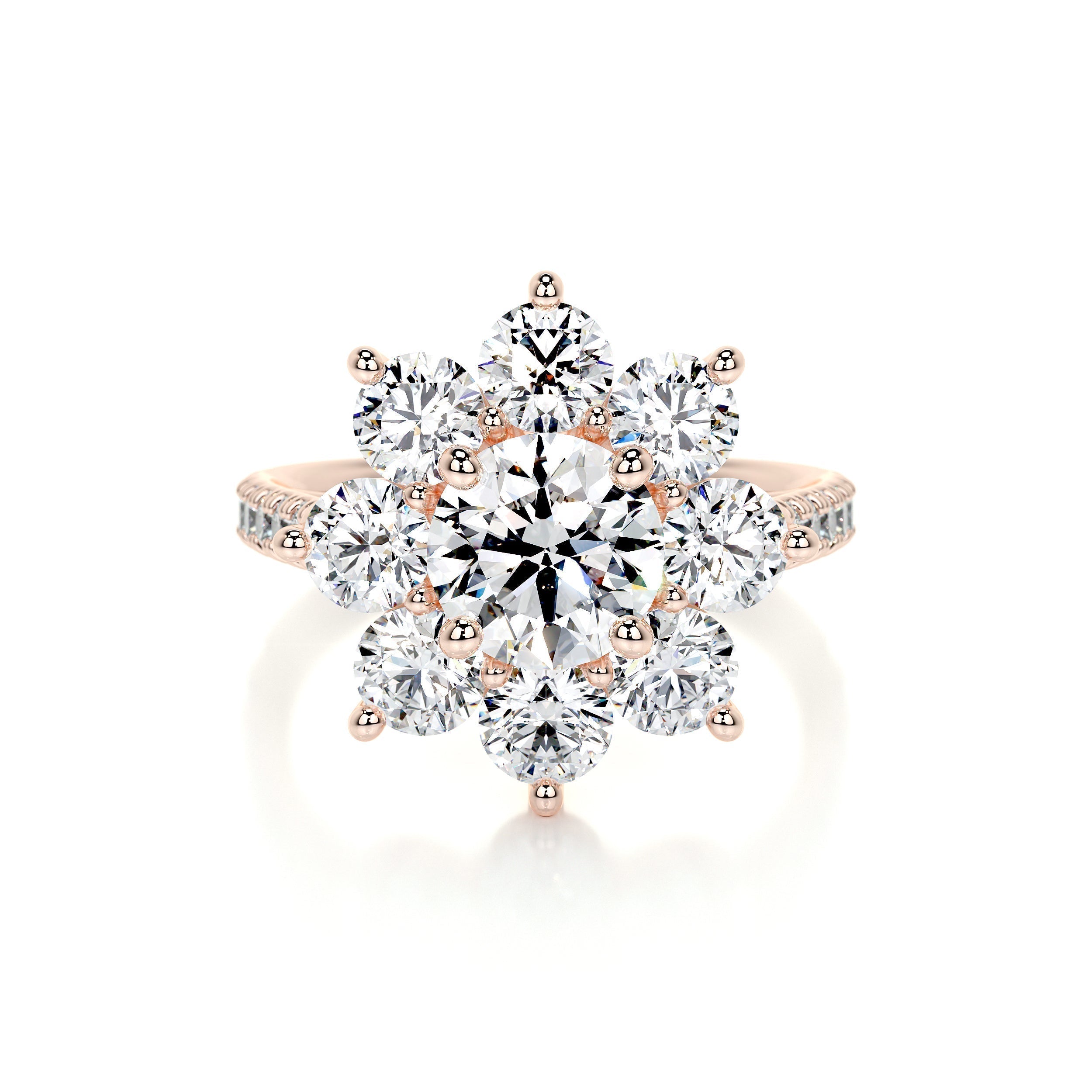 Round Floral Halo Lab Grown Diamond Engagement Ring