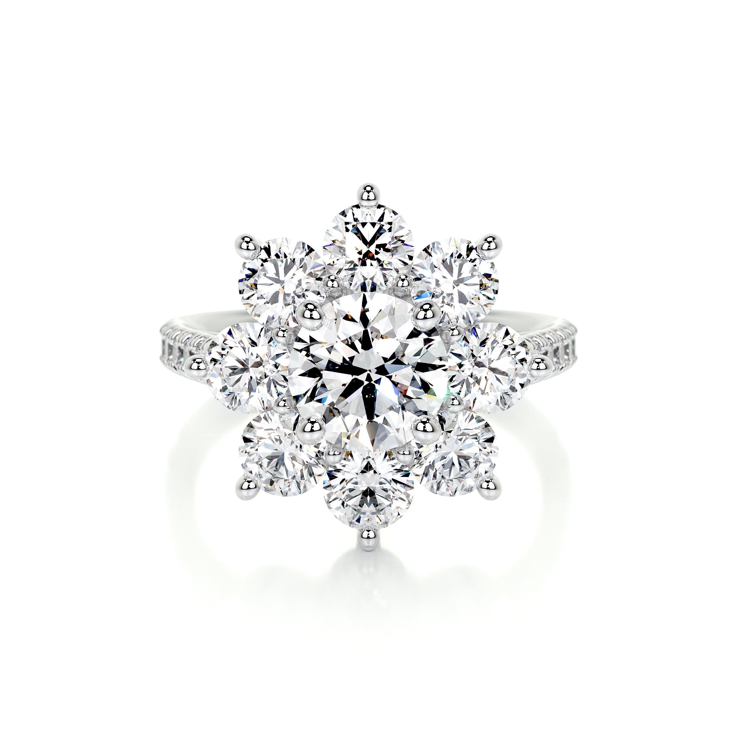 Round Floral Halo Lab Grown Diamond Engagement Ring