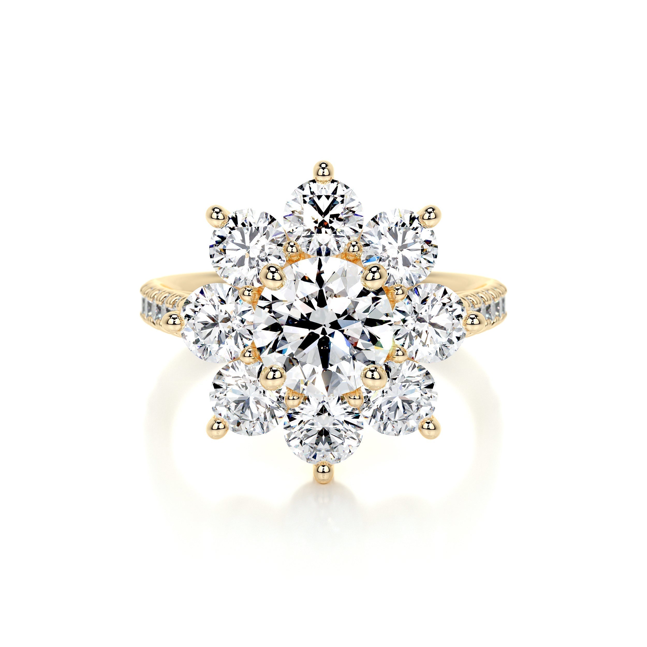 Round Floral Halo Lab Grown Diamond Engagement Ring