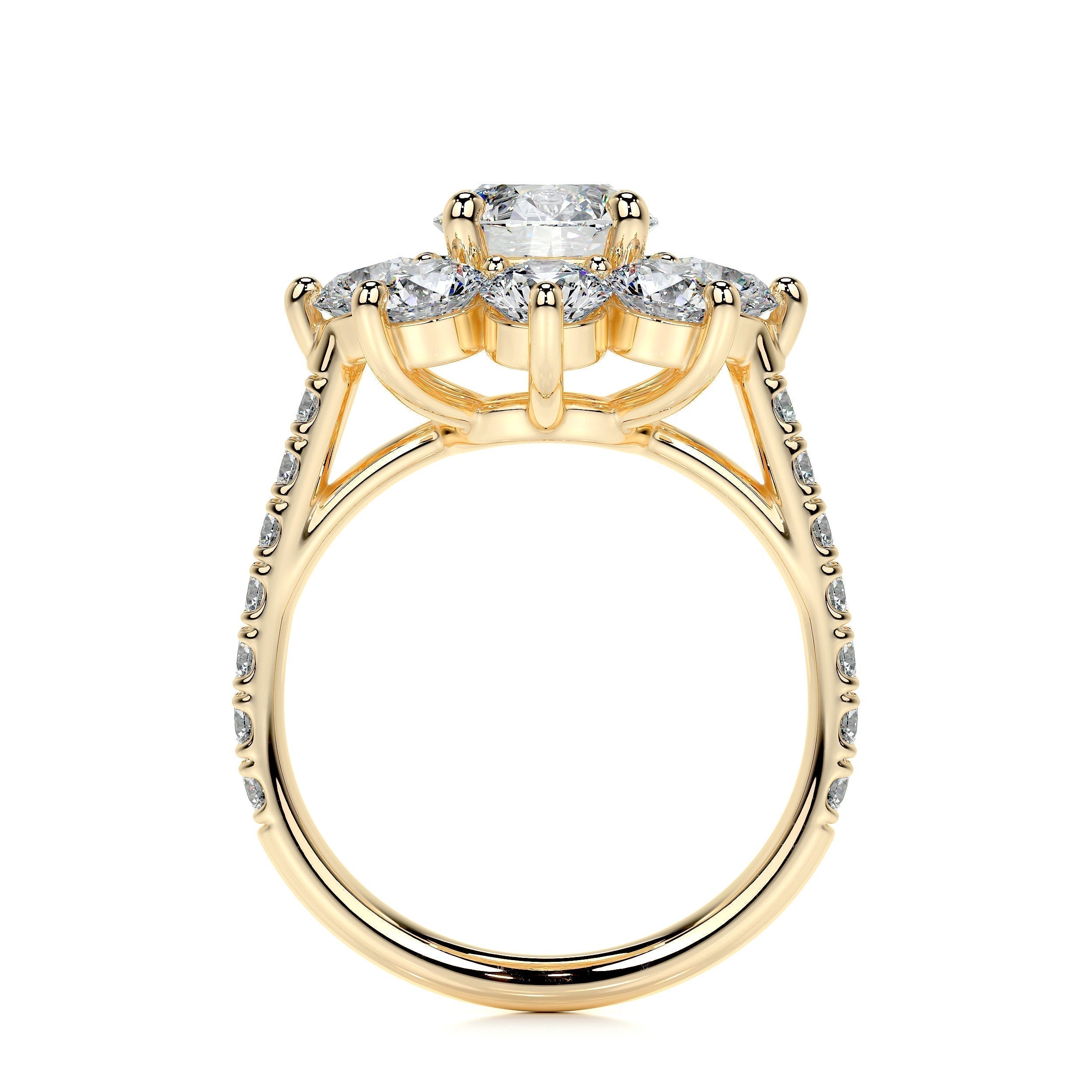 Round Floral Halo Lab Grown Diamond Engagement Ring