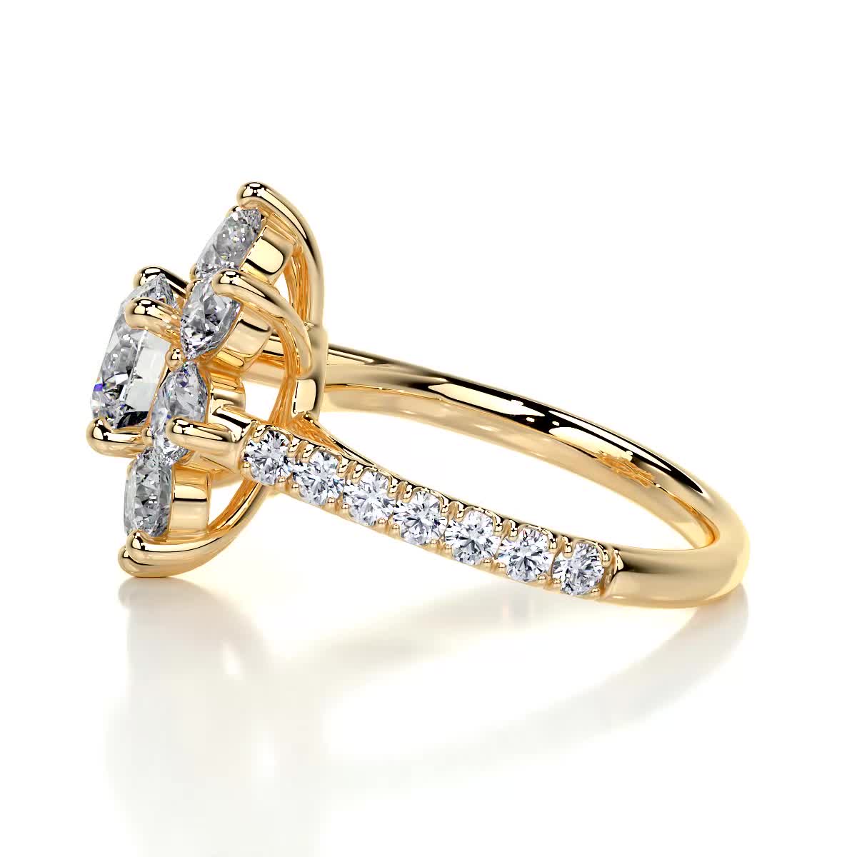 Round Floral Halo Lab Grown Diamond Engagement Ring
