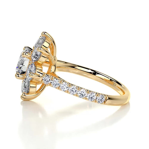Round Floral Halo Lab Grown Diamond Engagement Ring