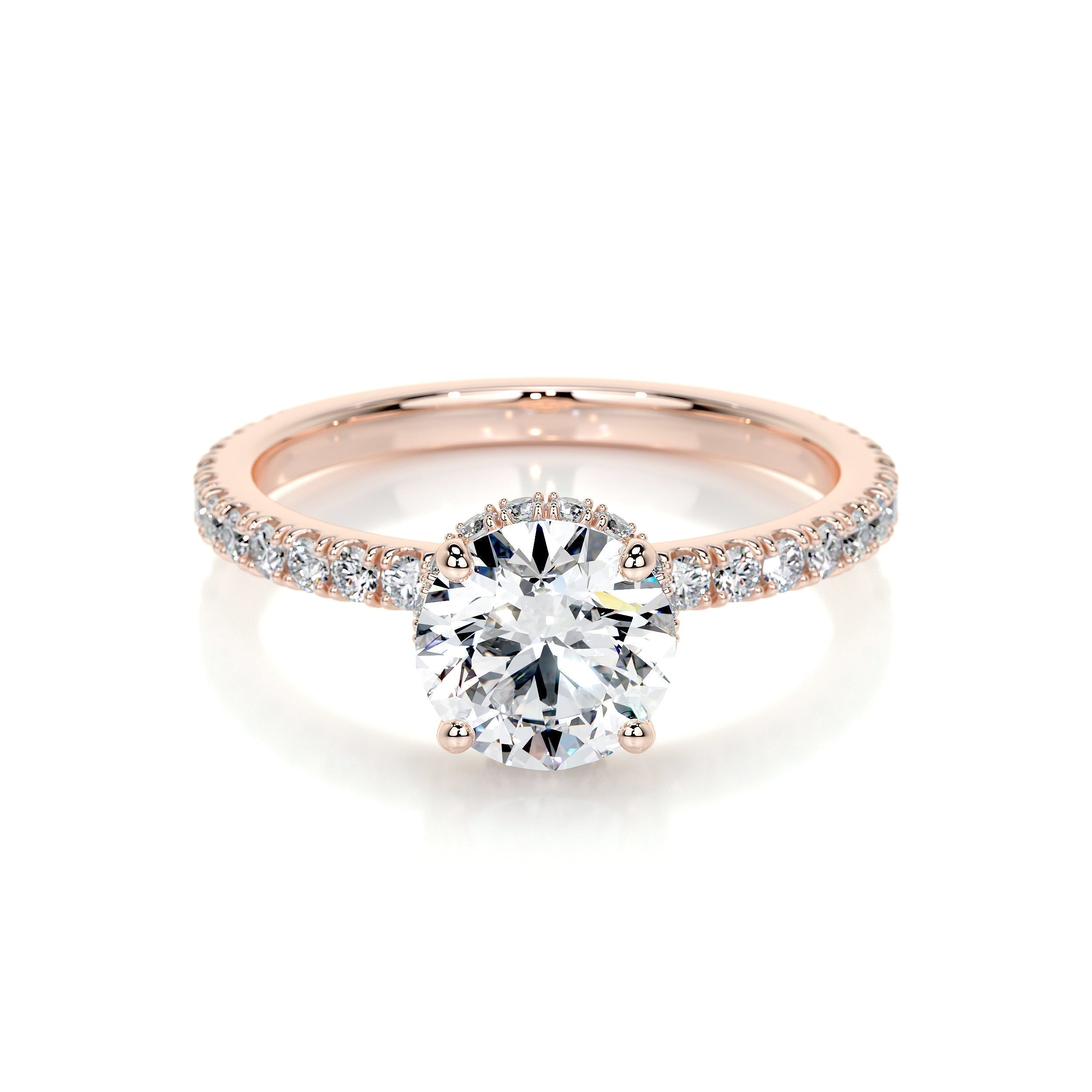 Round Pave Lab Grown Diamond Engagement Ring