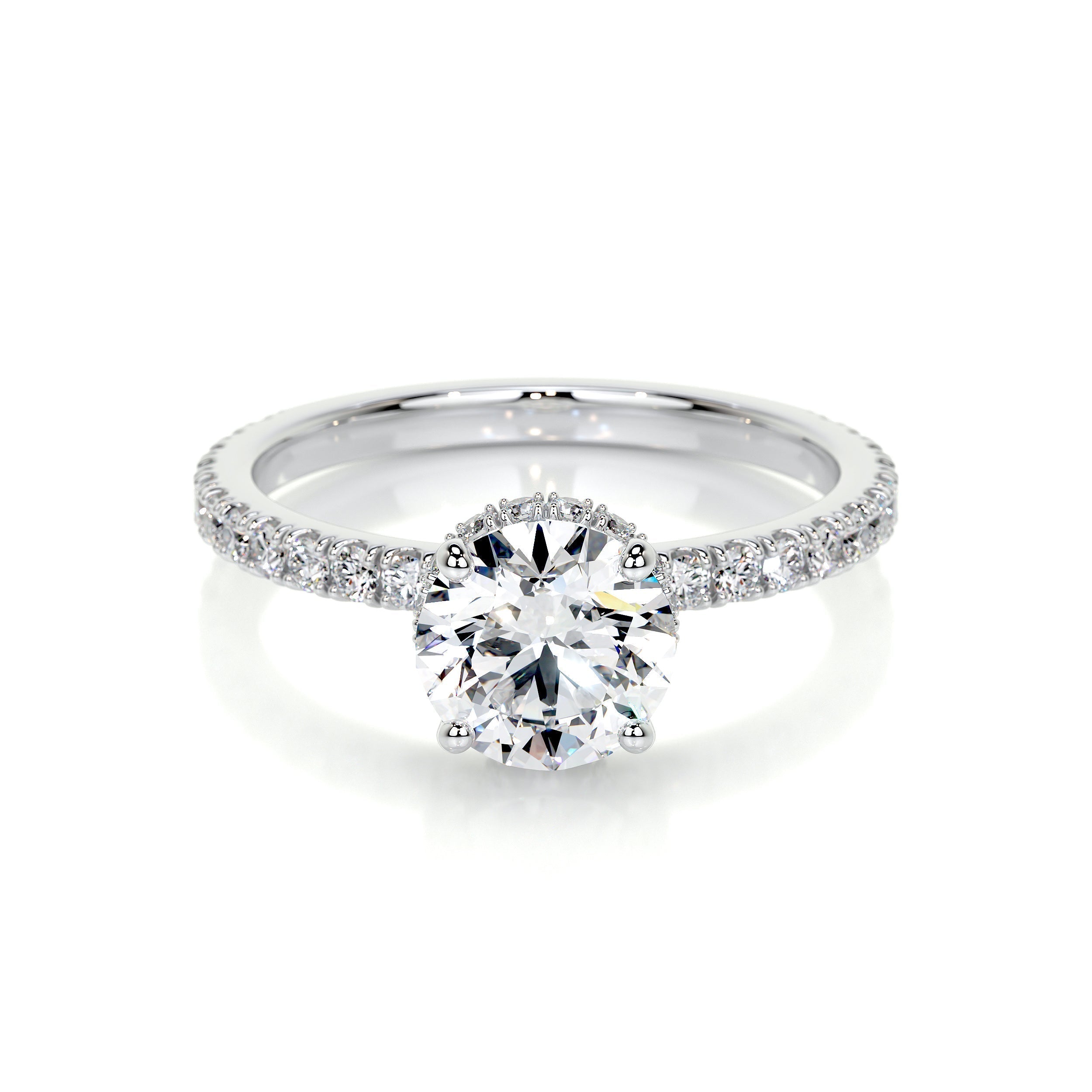 Round Pave Lab Grown Diamond Engagement Ring