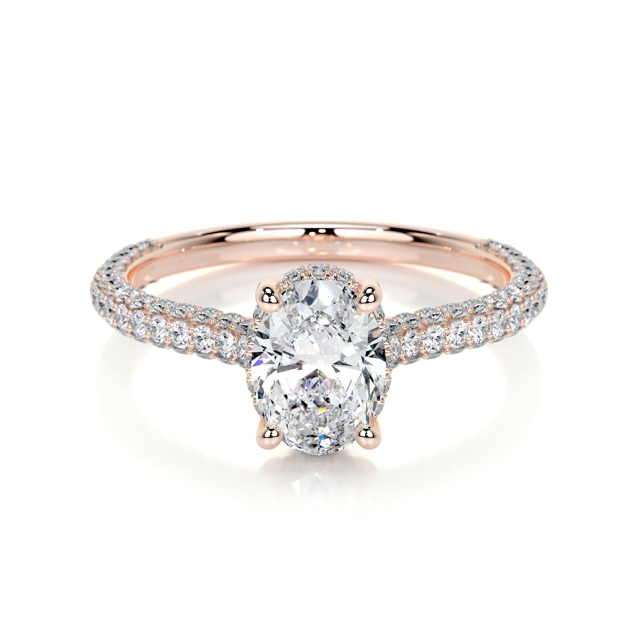 Oval Triple Pave Lab Grown Diamond Engagement Ring