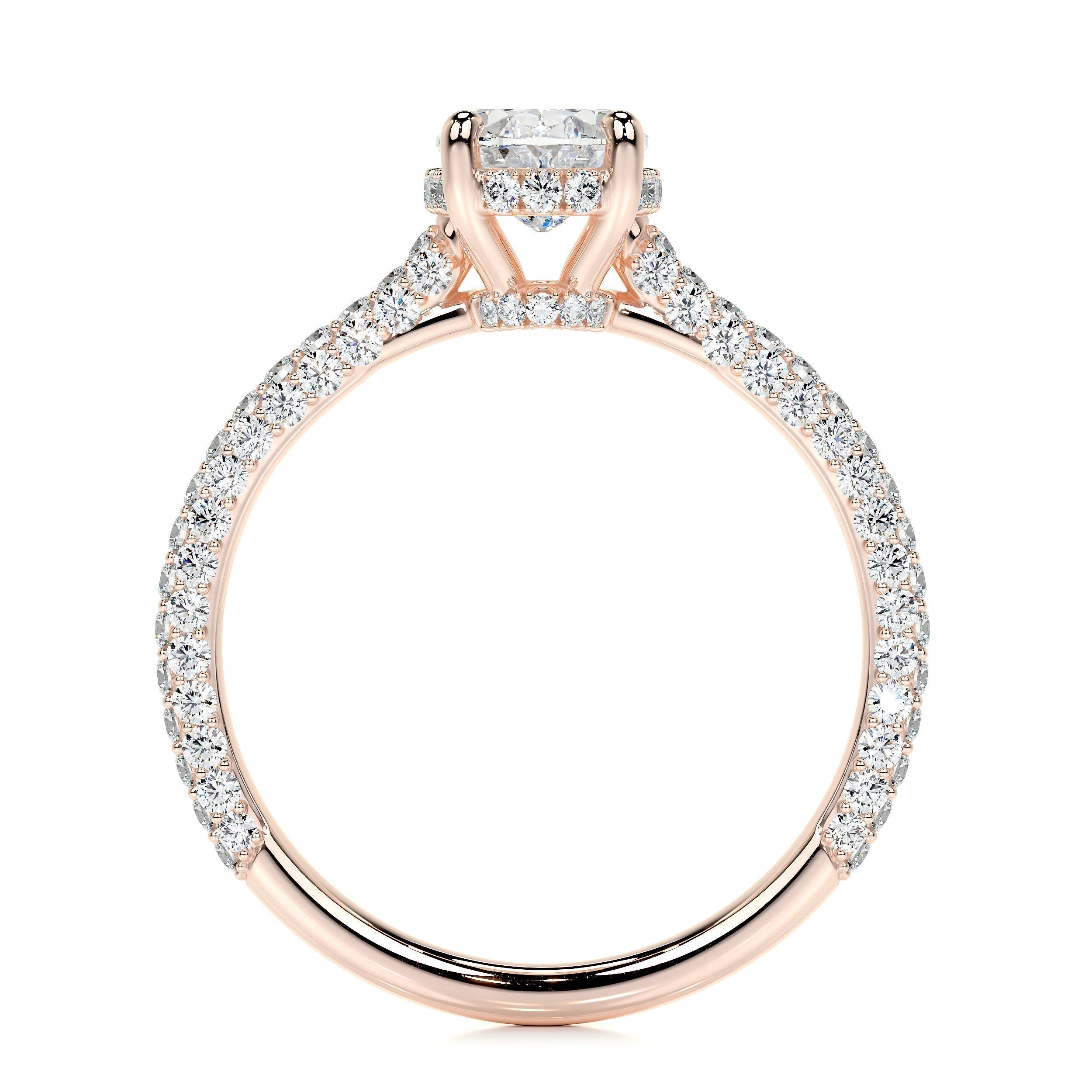 Oval Triple Pave Lab Grown Diamond Engagement Ring