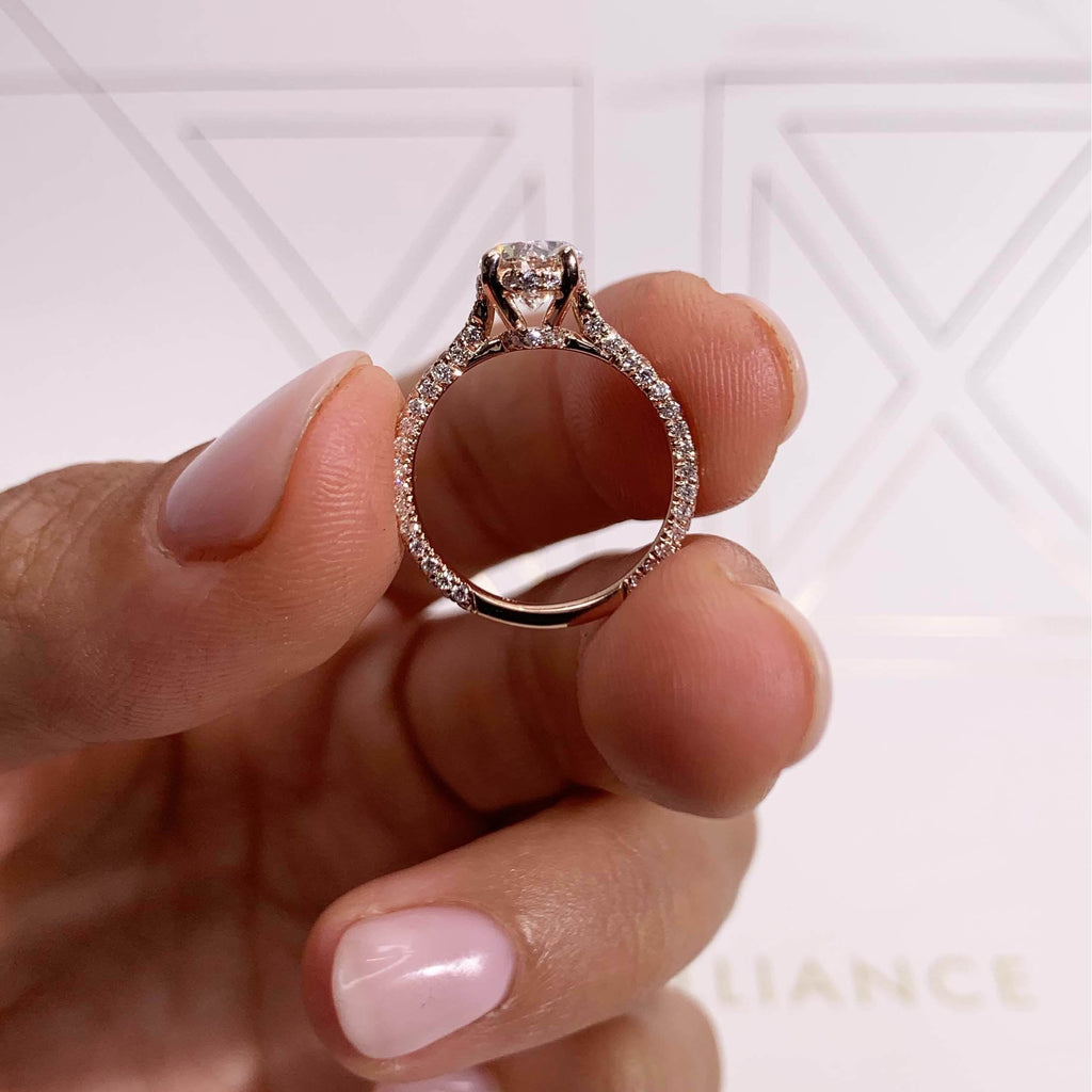 Oval Triple Pave Lab Grown Diamond Engagement Ring