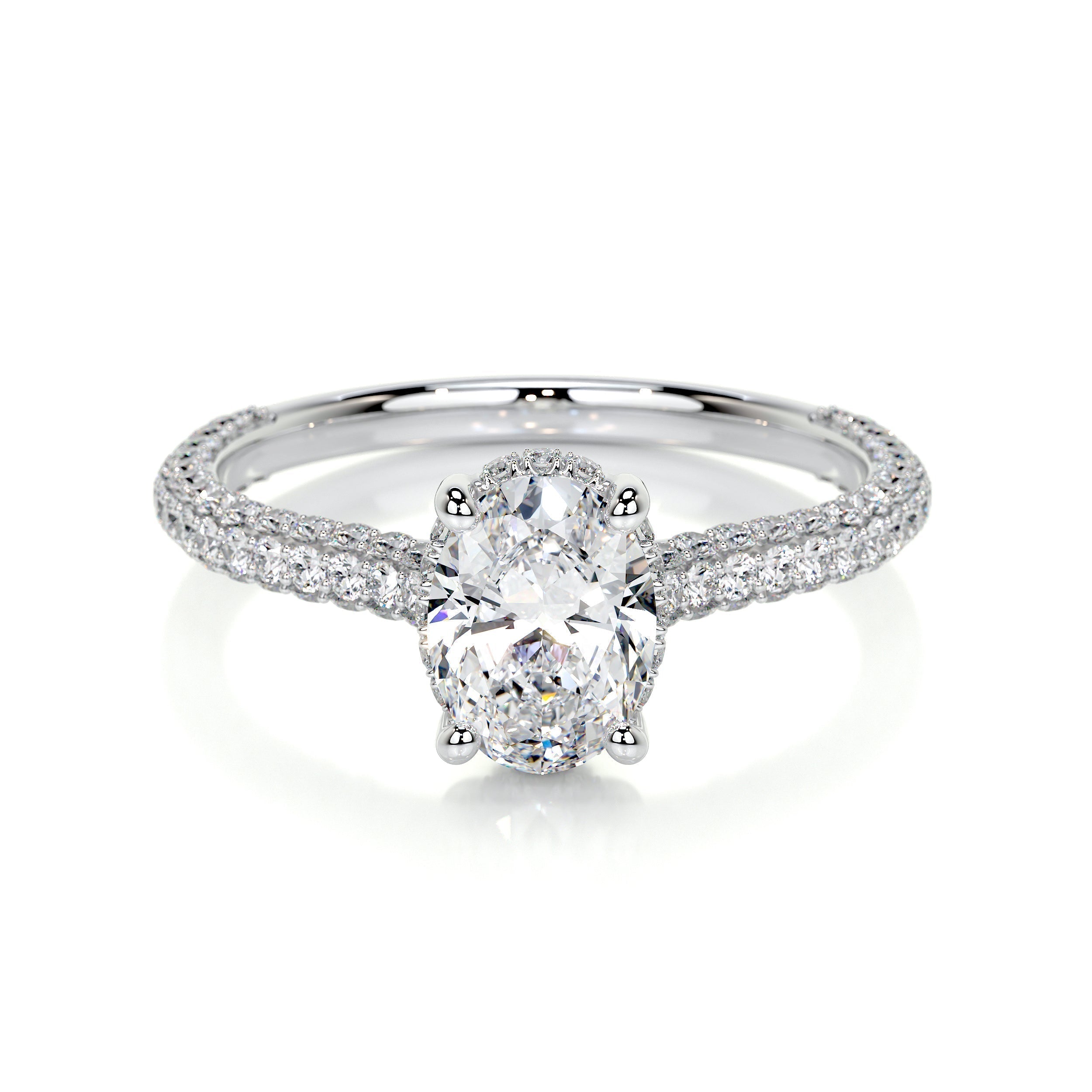 Oval Triple Pave Lab Grown Diamond Engagement Ring