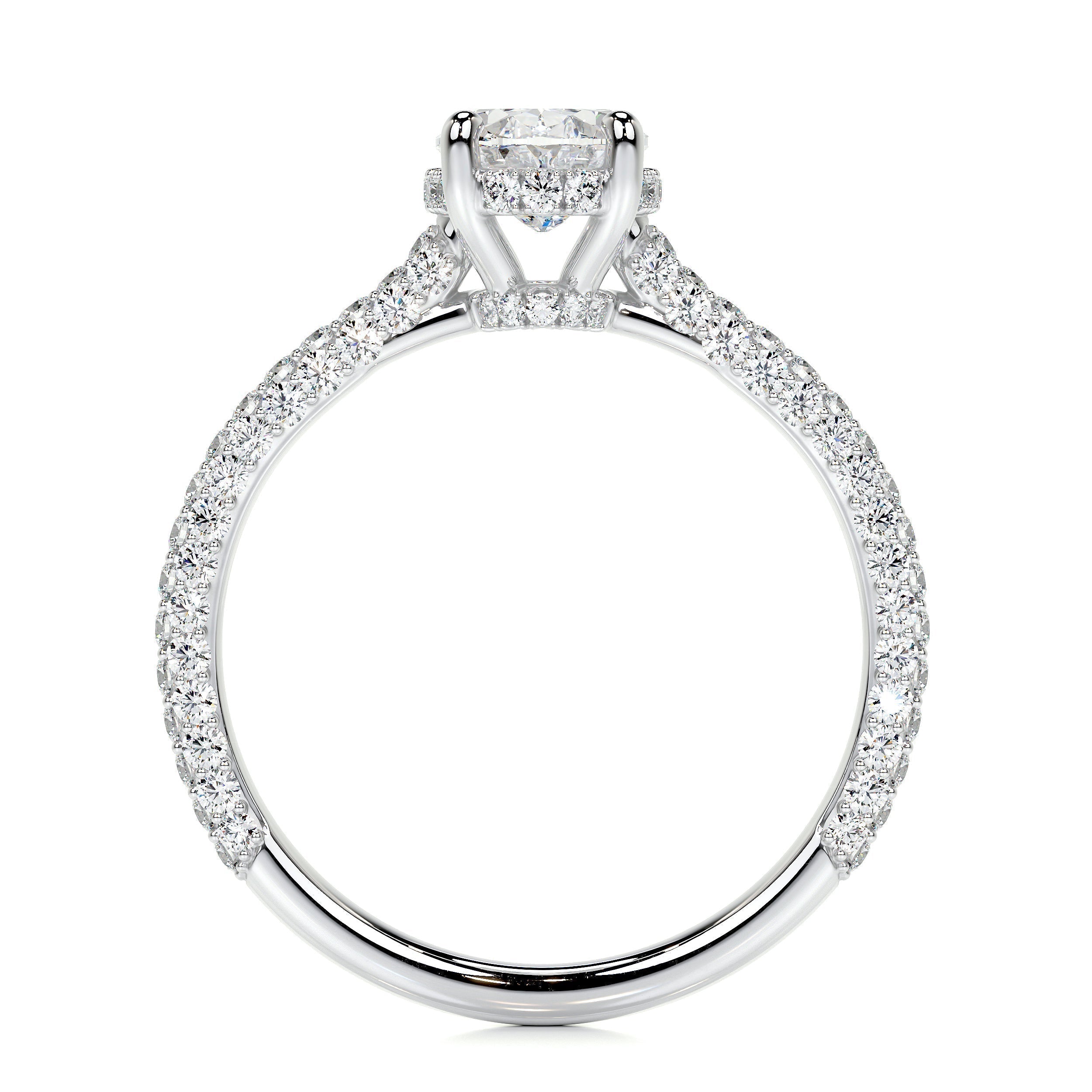 Oval Triple Pave Lab Grown Diamond Engagement Ring