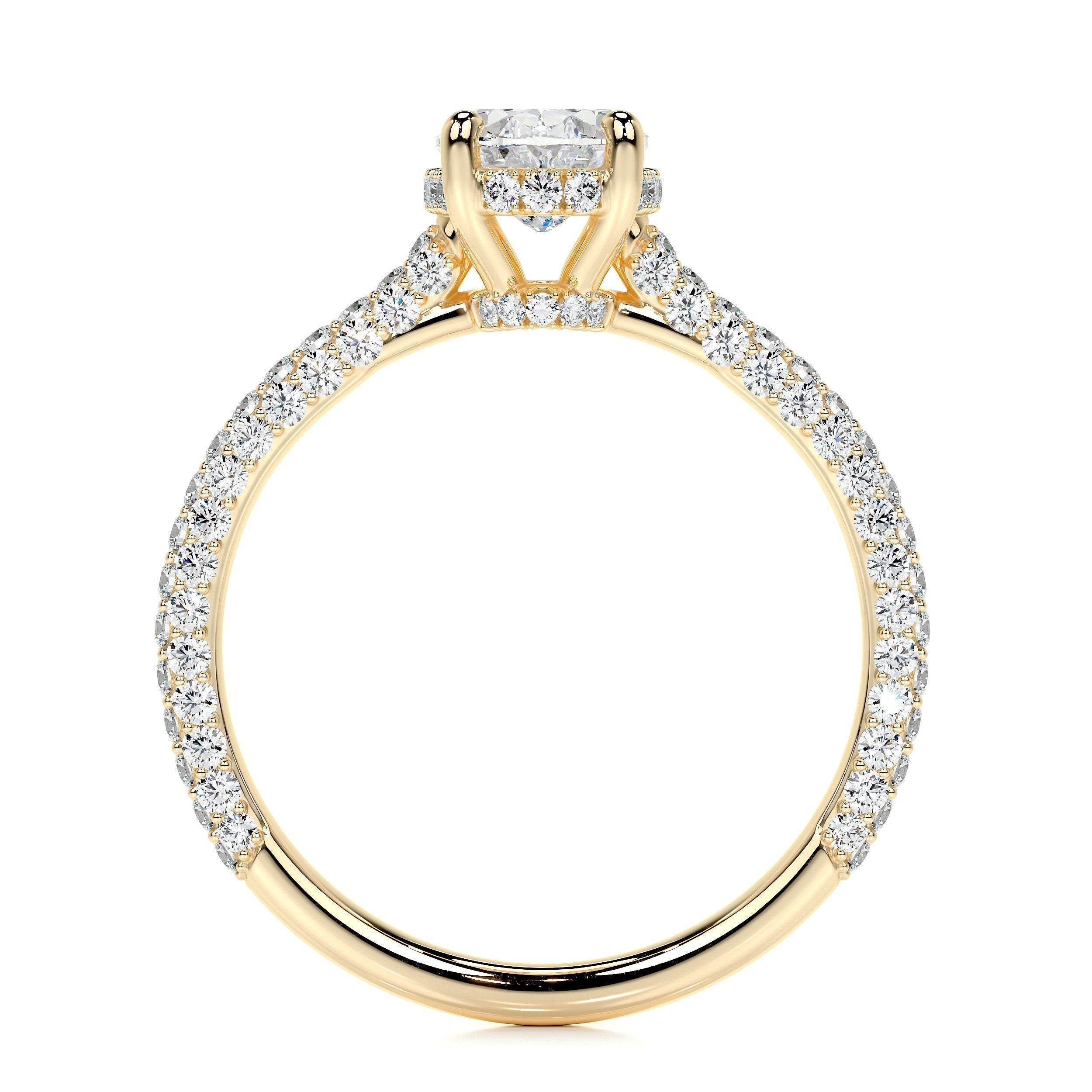 Oval Triple Pave Lab Grown Diamond Engagement Ring