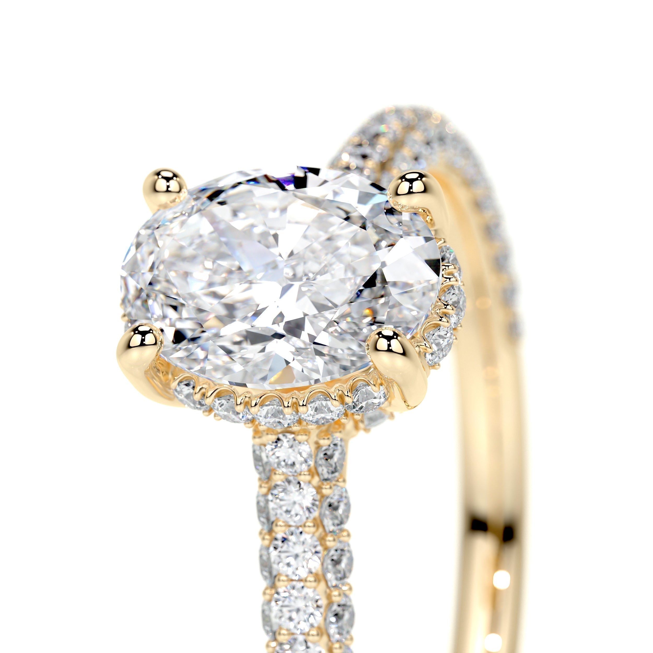 Oval Triple Pave Lab Grown Diamond Engagement Ring