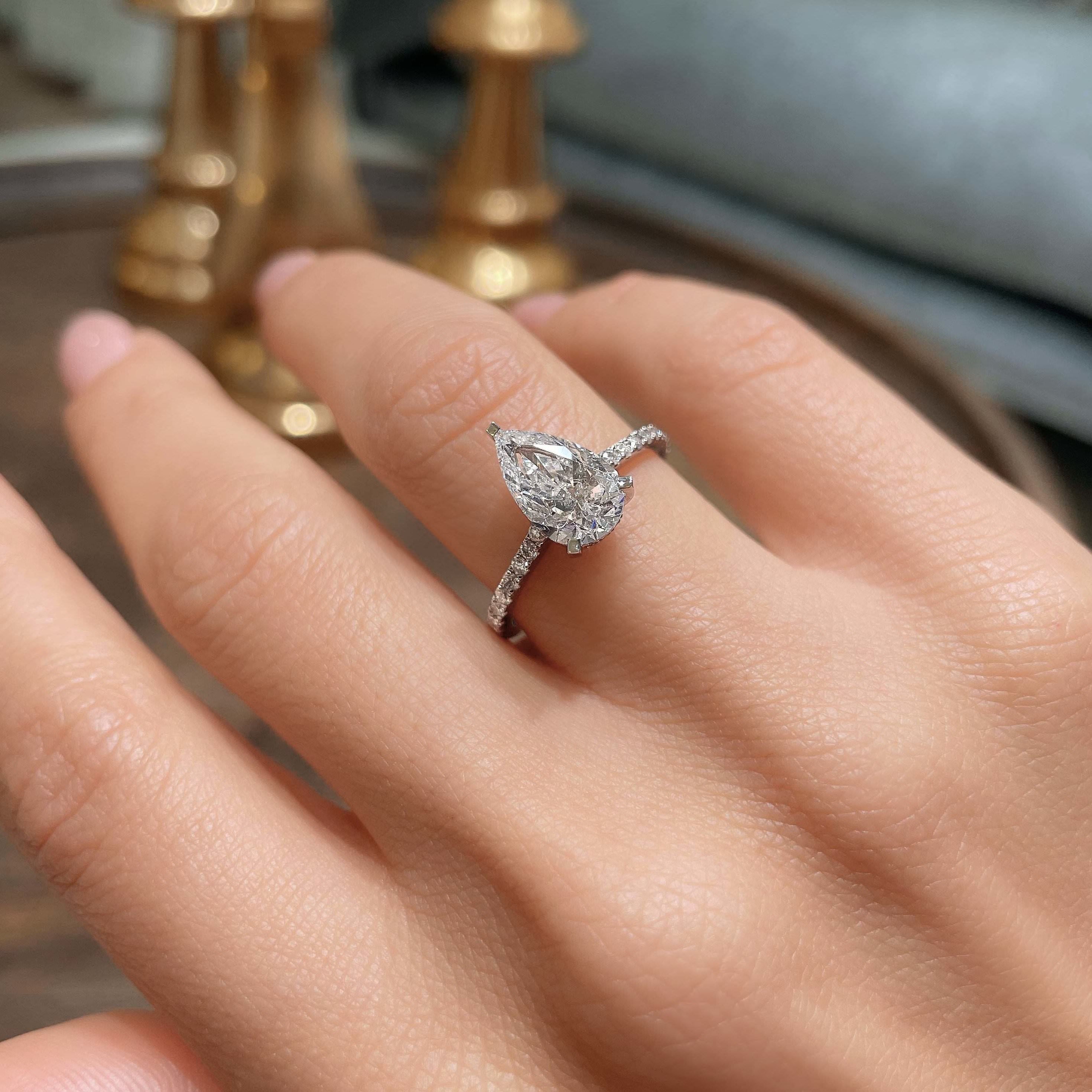 Pear Pave Lab Grown Diamond Engagement Ring