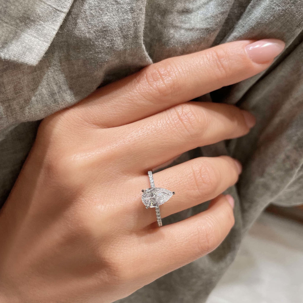 Pear Pave Lab Grown Diamond Engagement Ring