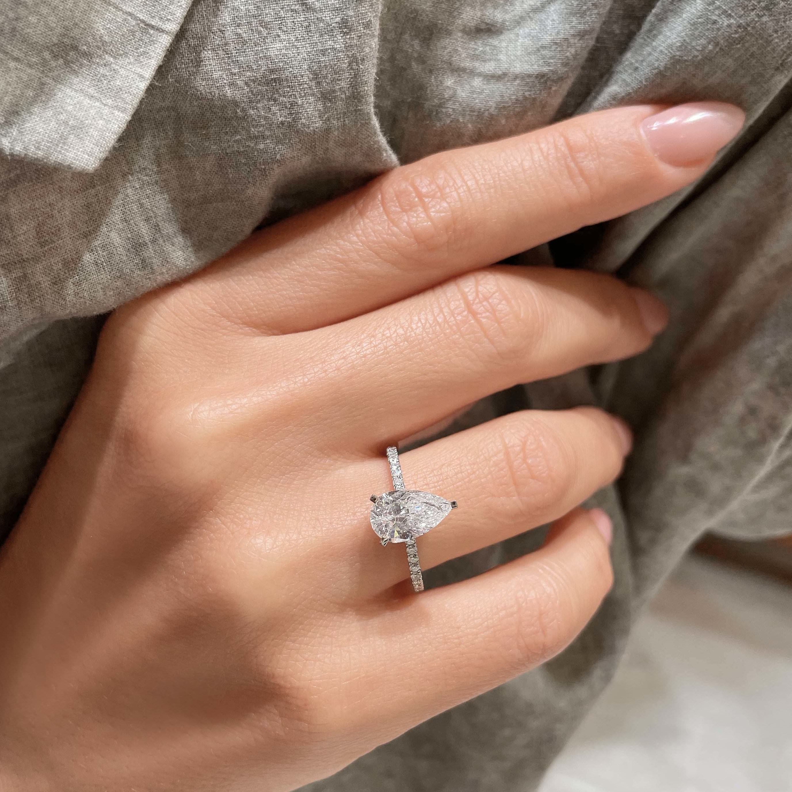Pear Pave Lab Grown Diamond Engagement Ring