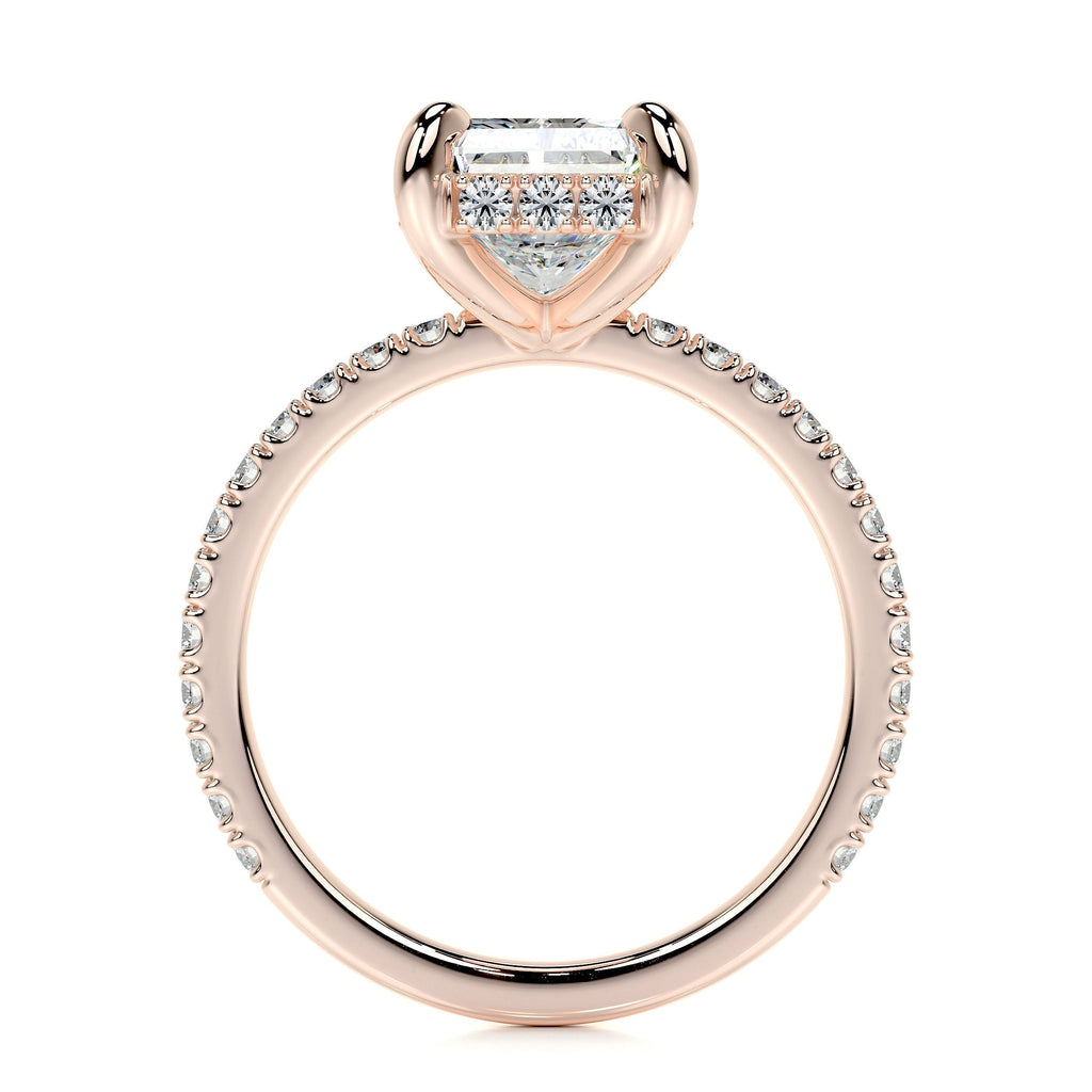 Radiant Hidden Halo Pave Lab Grown Diamond Engagement Ring