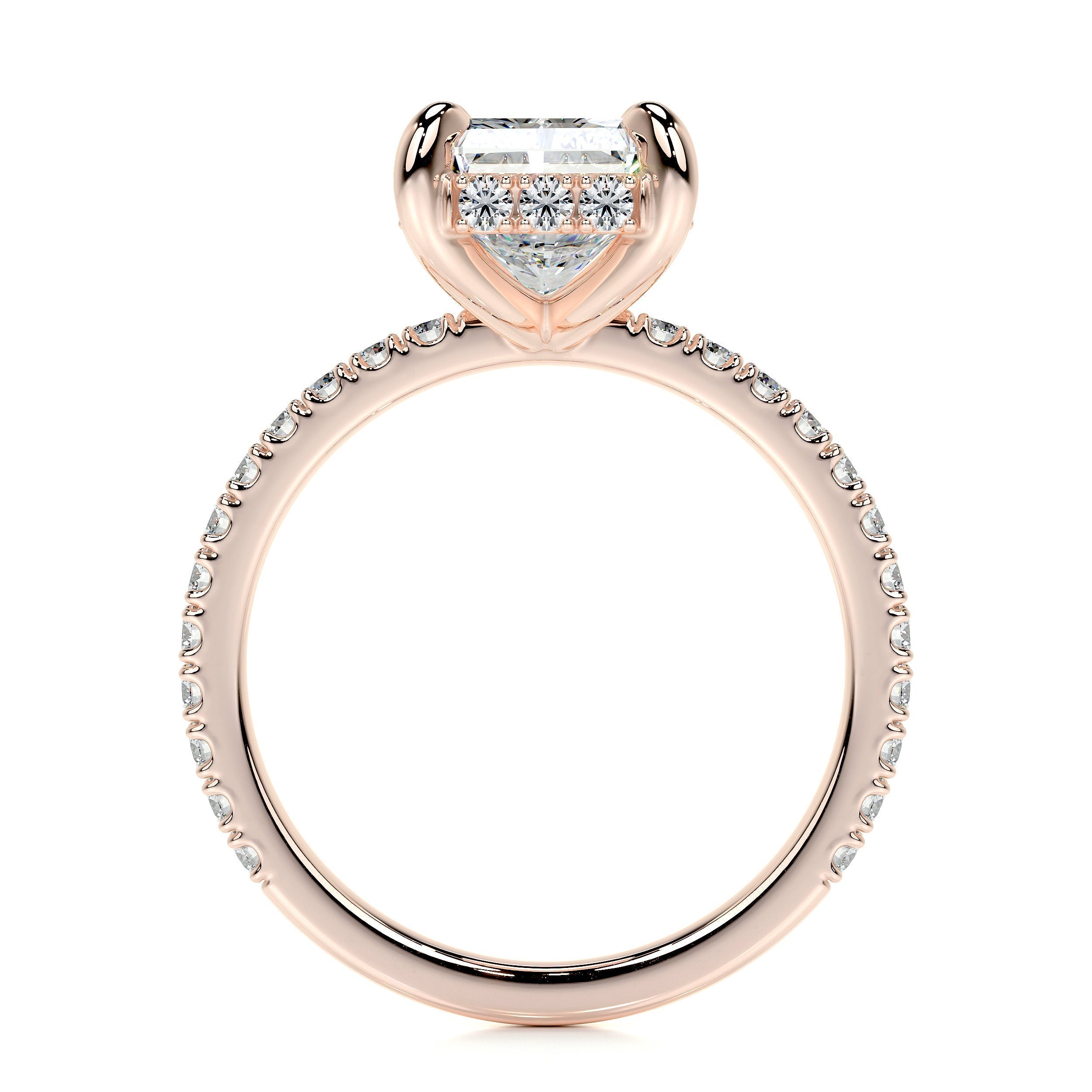 Radiant Hidden Halo Pave Lab Grown Diamond Engagement Ring
