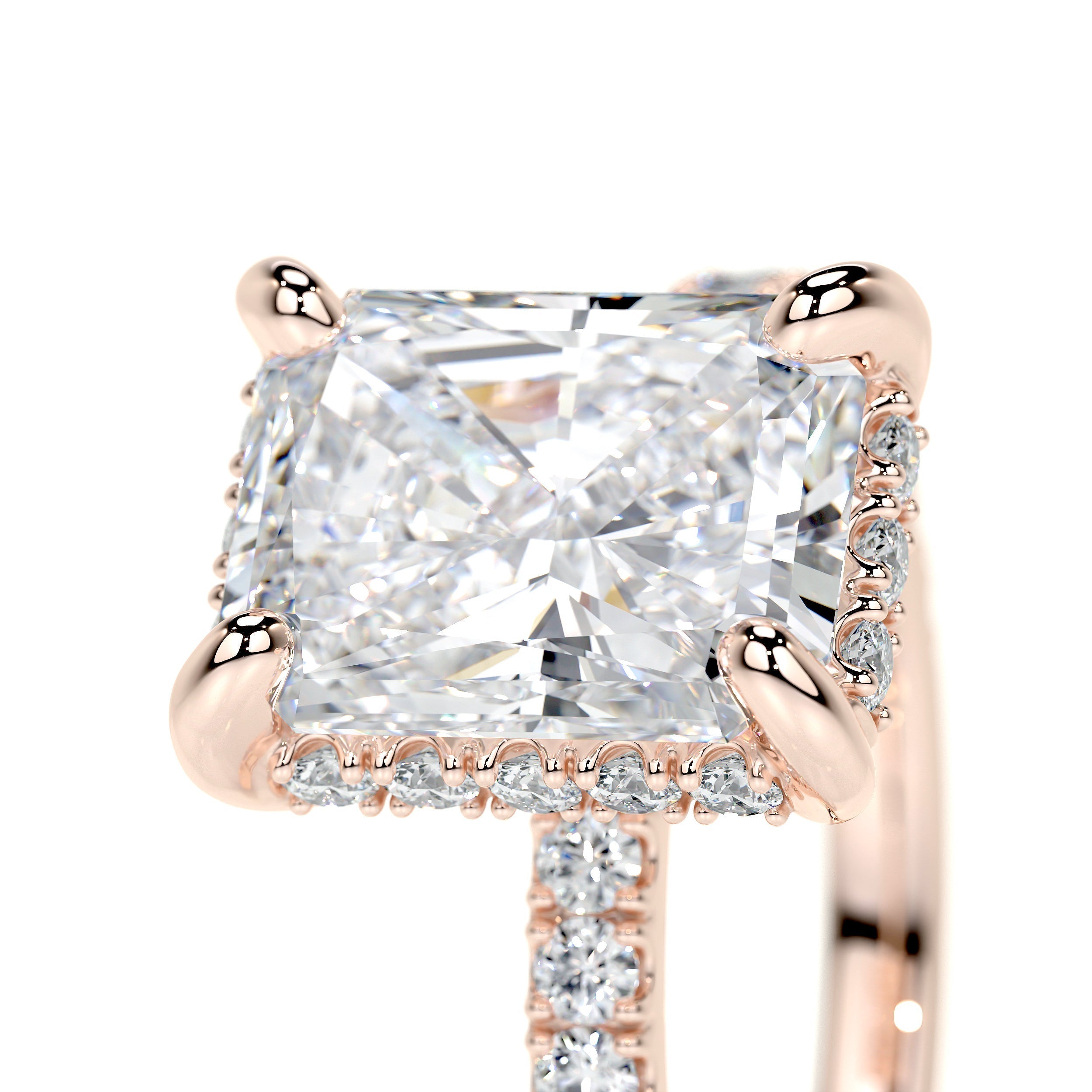 Radiant Hidden Halo Pave Lab Grown Diamond Engagement Ring
