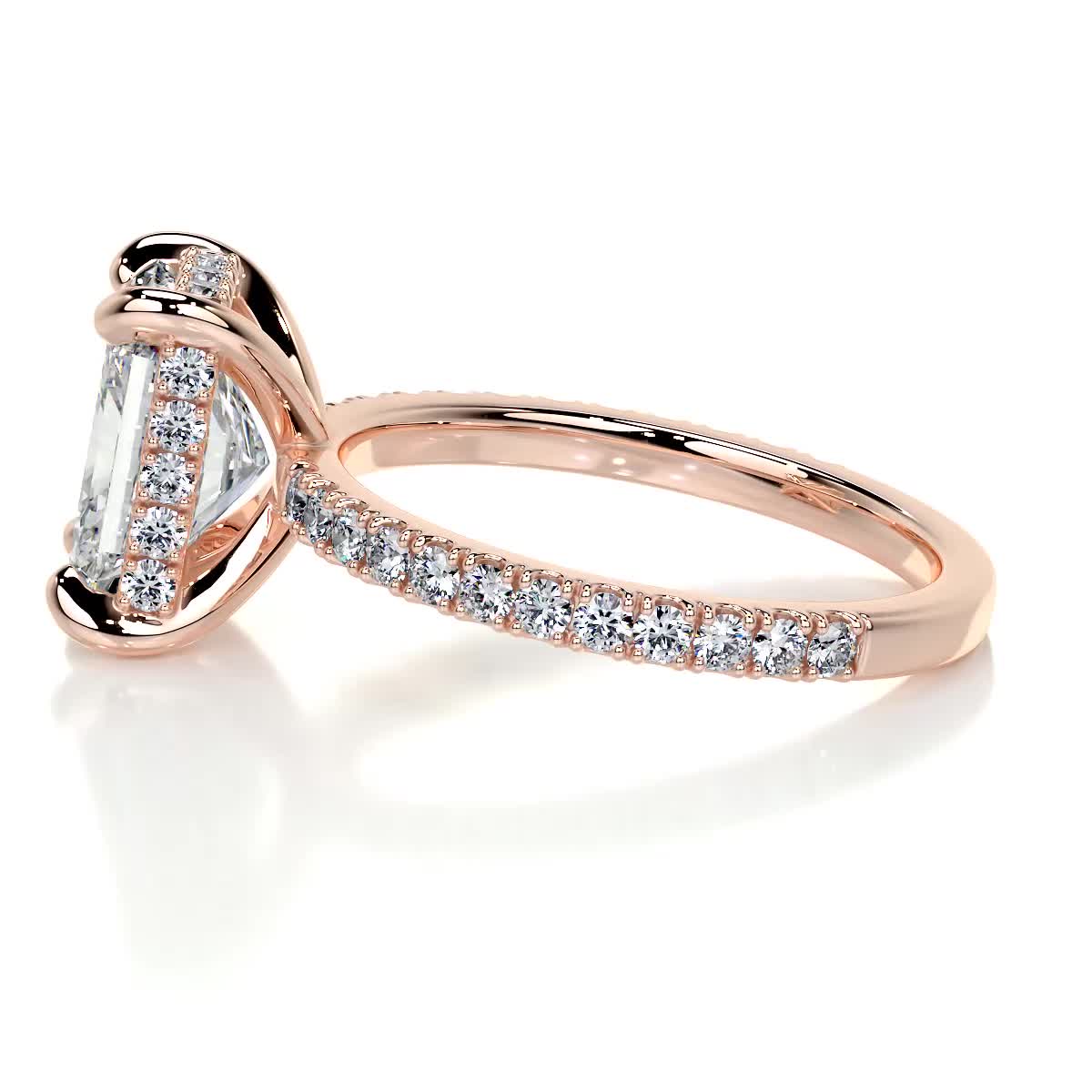 Radiant Hidden Halo Pave Lab Grown Diamond Engagement Ring