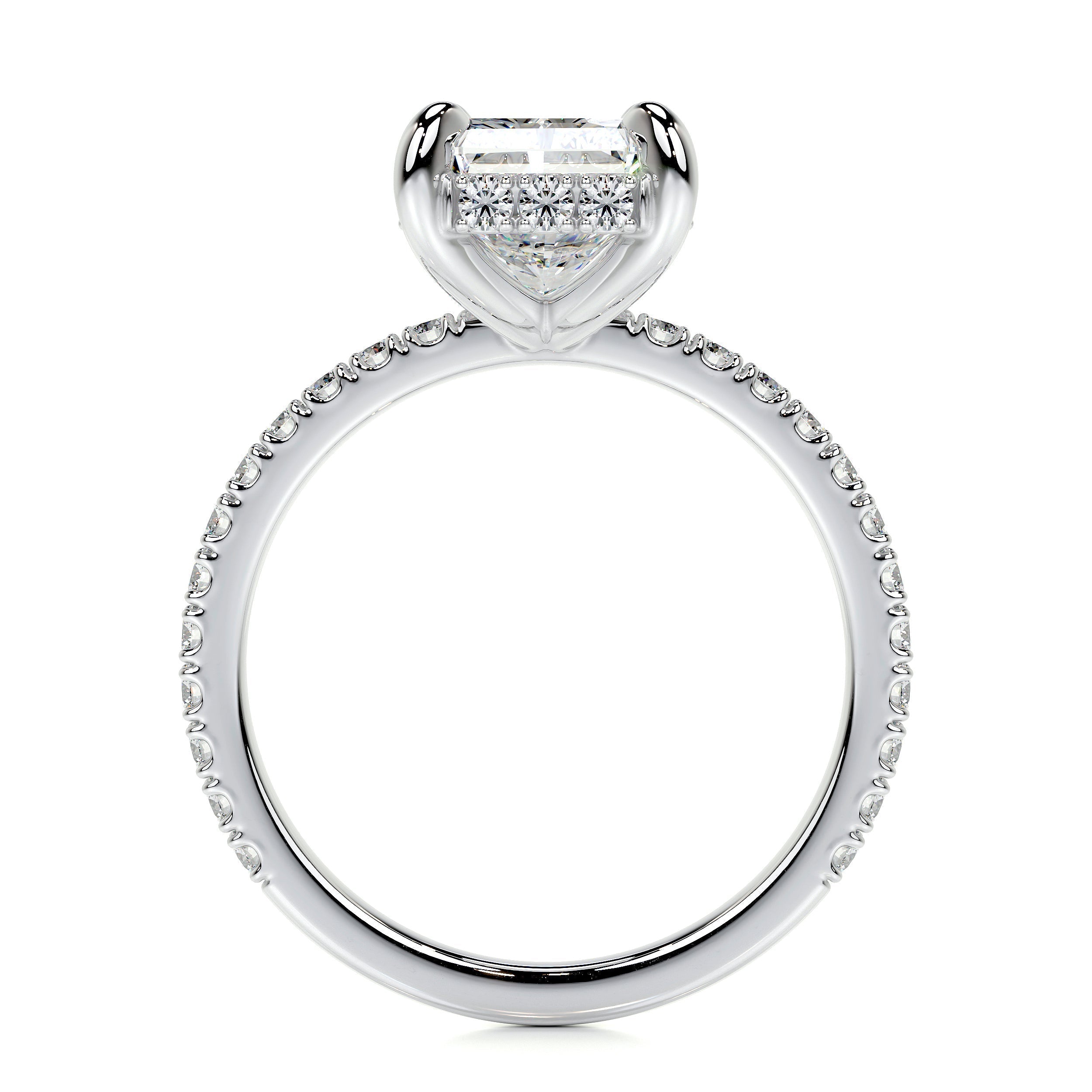 Radiant Hidden Halo Pave Lab Grown Diamond Engagement Ring