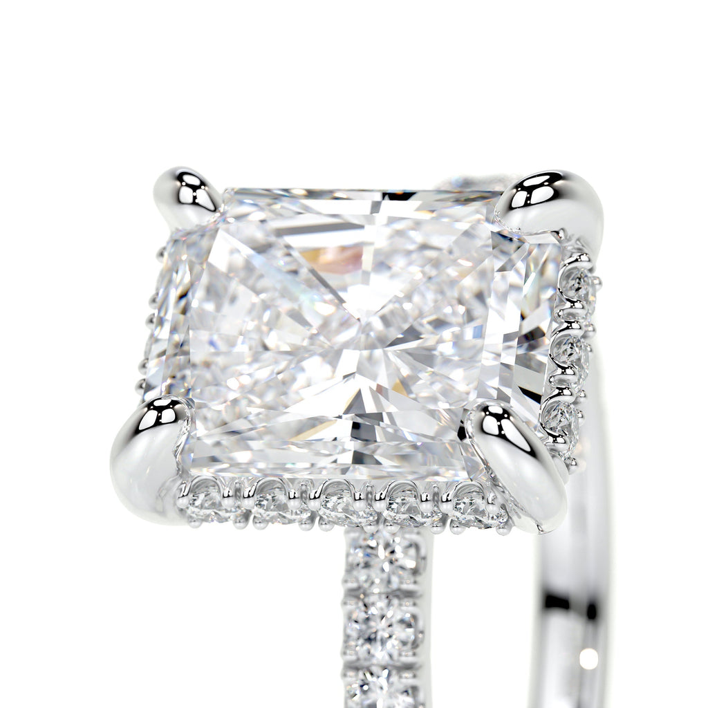 Radiant Hidden Halo Pave Lab Grown Diamond Engagement Ring