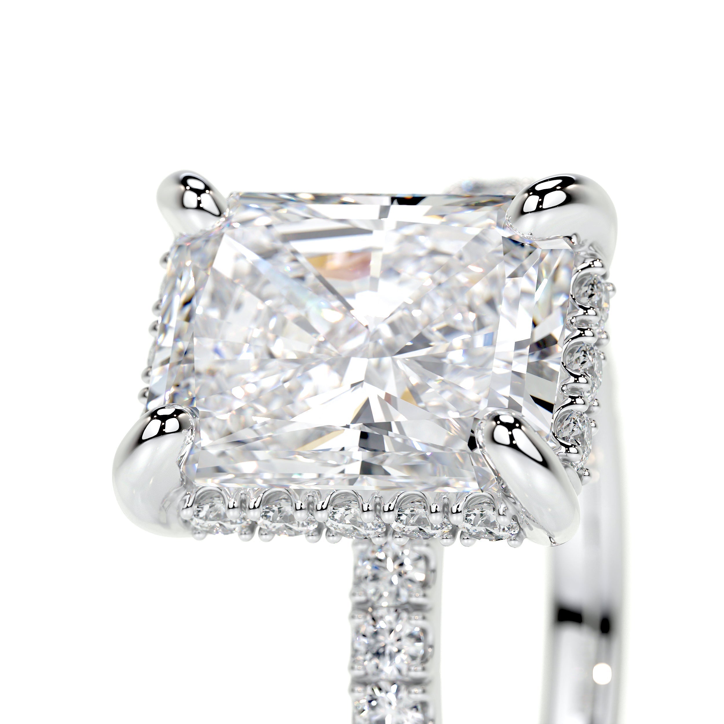 Radiant Hidden Halo Pave Lab Grown Diamond Engagement Ring