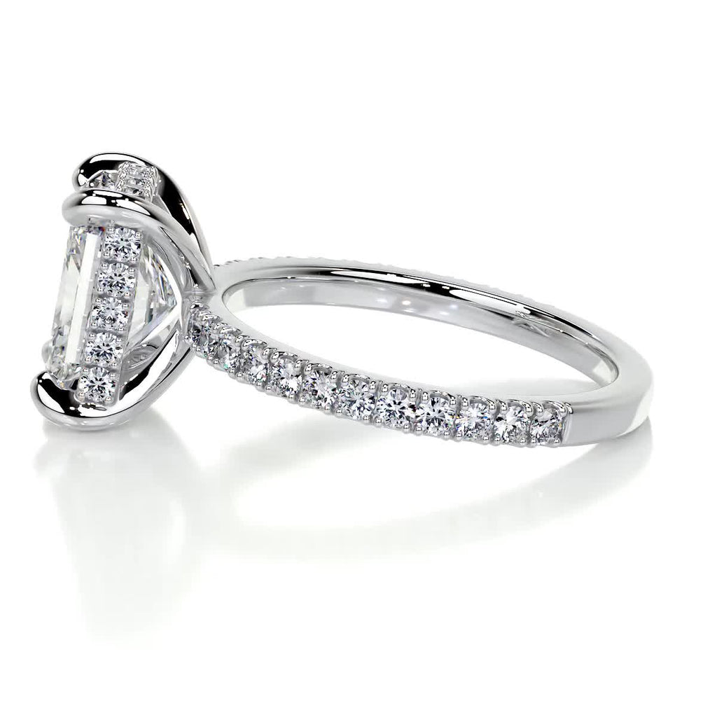 Radiant Hidden Halo Pave Lab Grown Diamond Engagement Ring