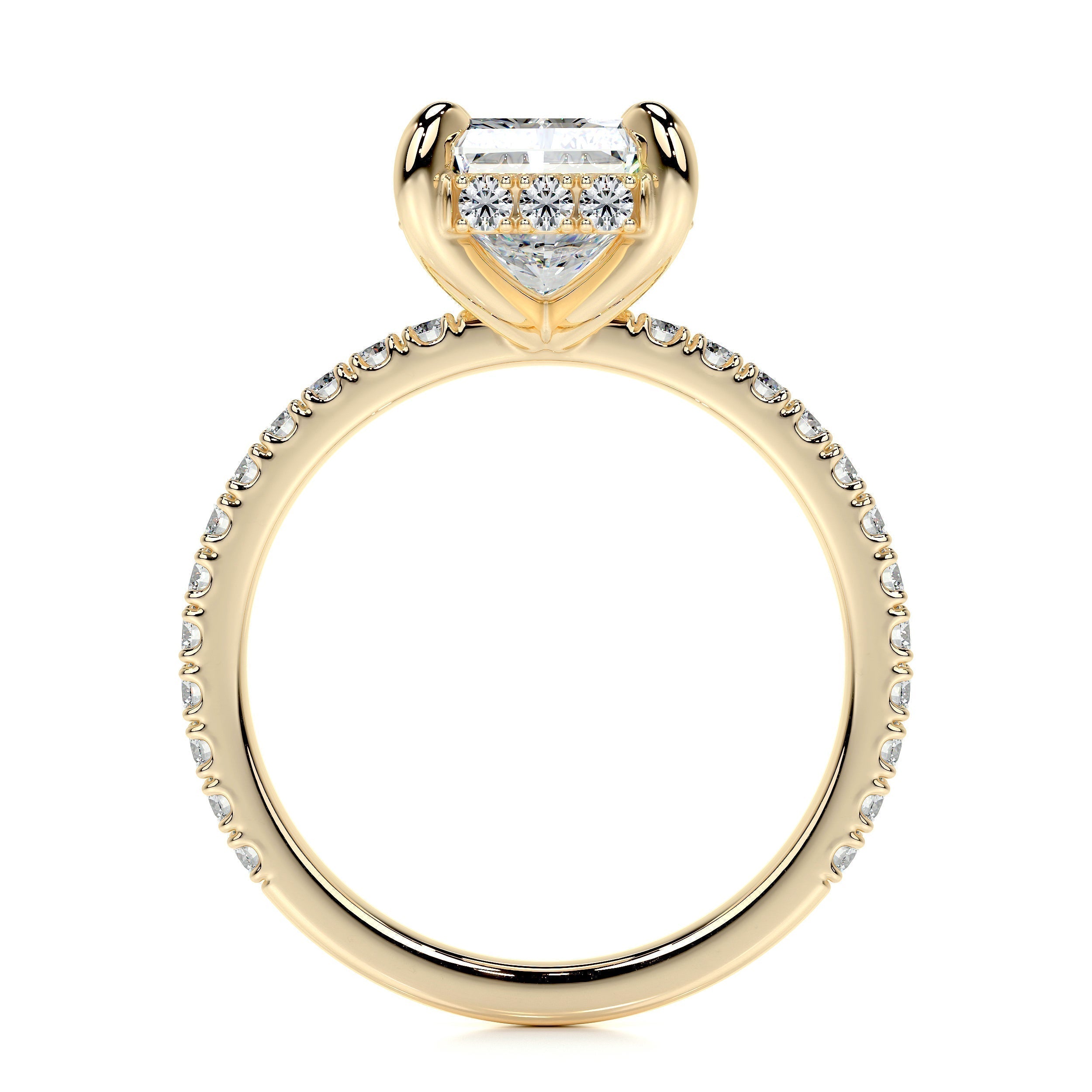 Radiant Hidden Halo Pave Lab Grown Diamond Engagement Ring
