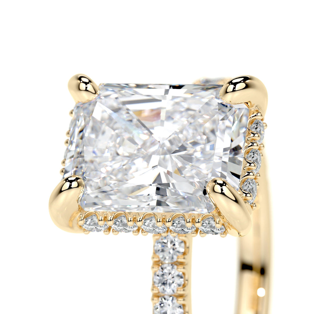 Radiant Hidden Halo Pave Lab Grown Diamond Engagement Ring
