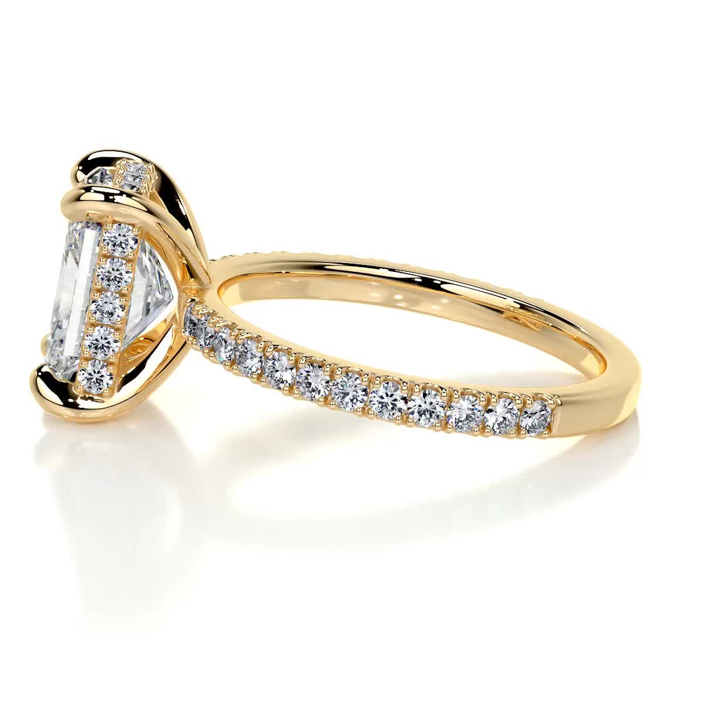 Radiant Hidden Halo Pave Lab Grown Diamond Engagement Ring