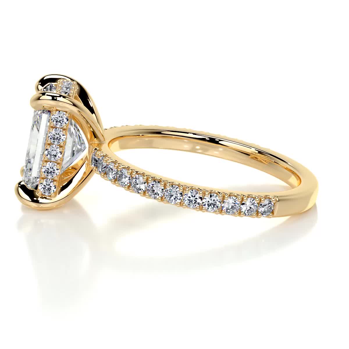 Radiant Hidden Halo Pave Lab Grown Diamond Engagement Ring