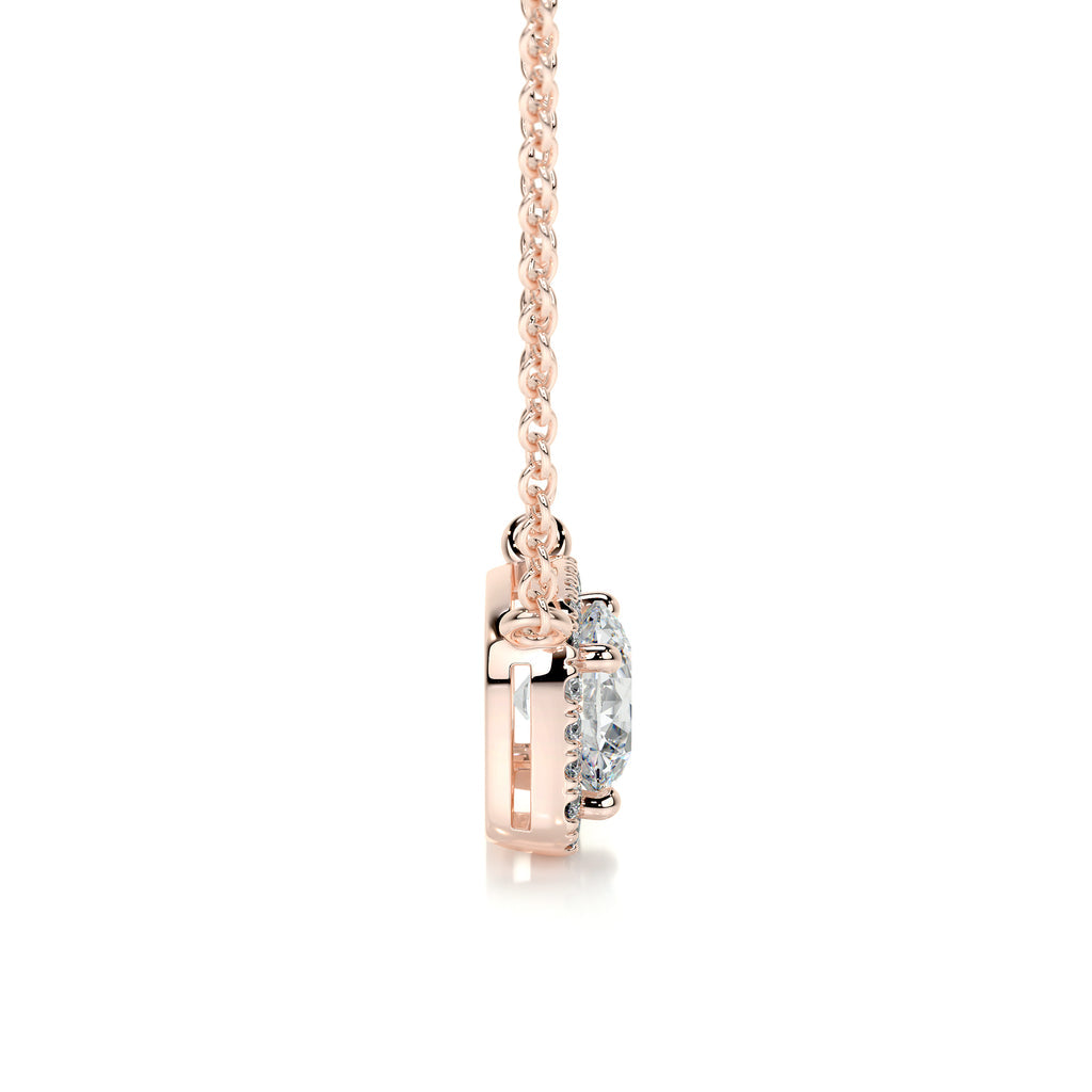 1.0 CT Round Halo  Lab Grown Diamond Necklace