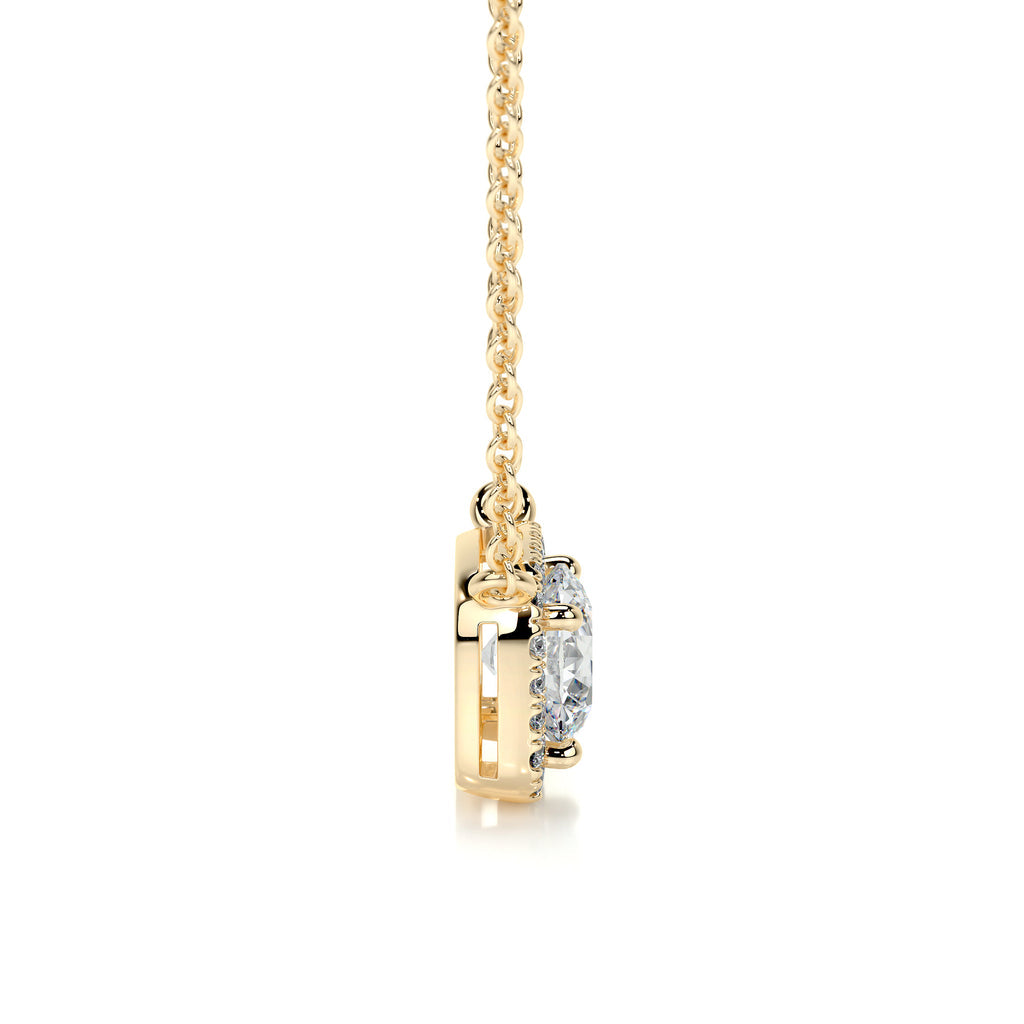 1.0 CT Round Halo  Lab Grown Diamond Necklace