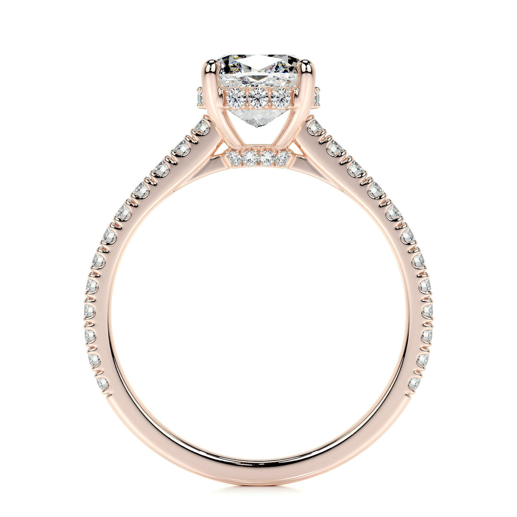 Cushion Hidden Halo Pave Lab Grown Diamond Engagement Ring