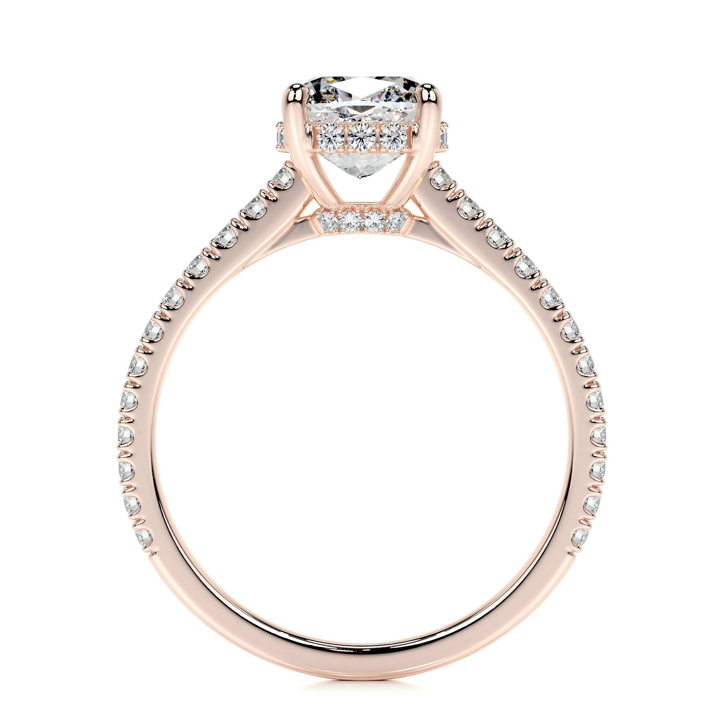 Cushion Hidden Halo Pave Lab Grown Diamond Engagement Ring