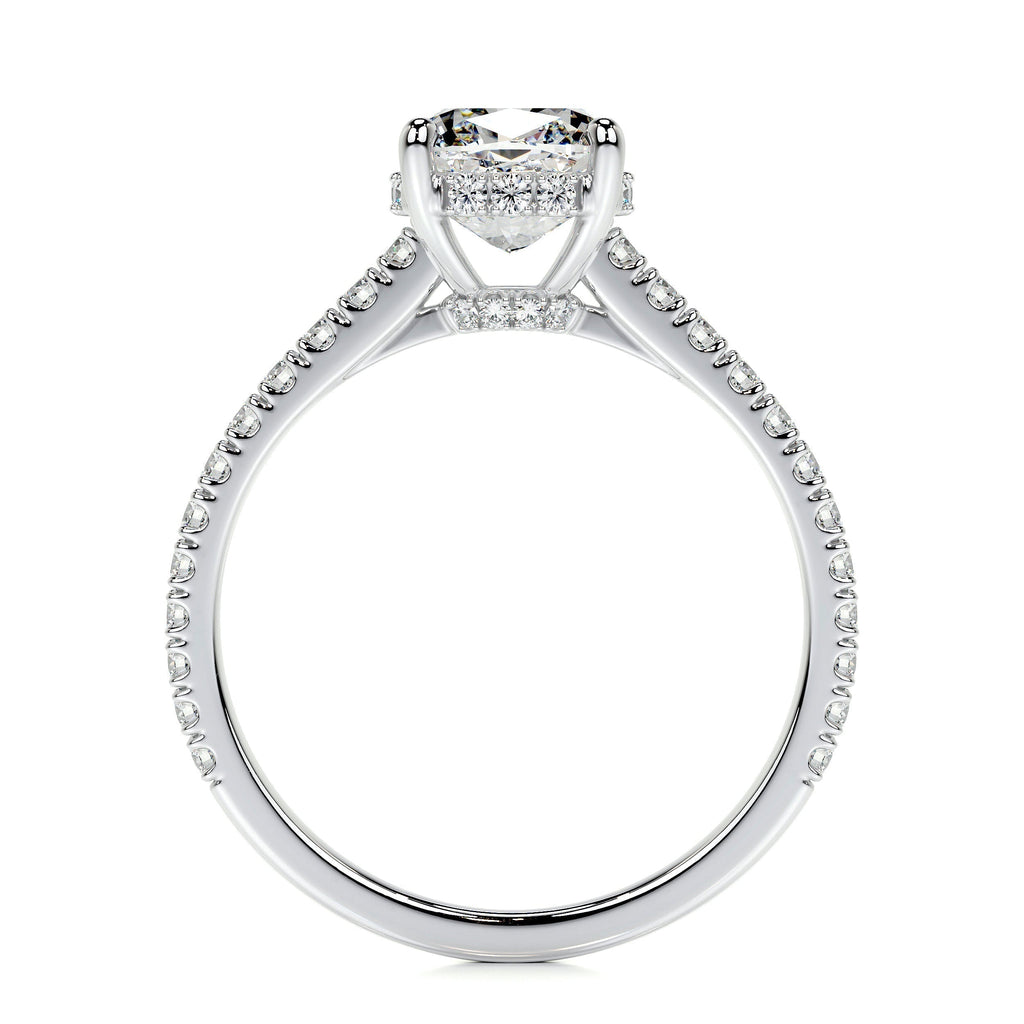 Cushion Hidden Halo Pave Lab Grown Diamond Engagement Ring
