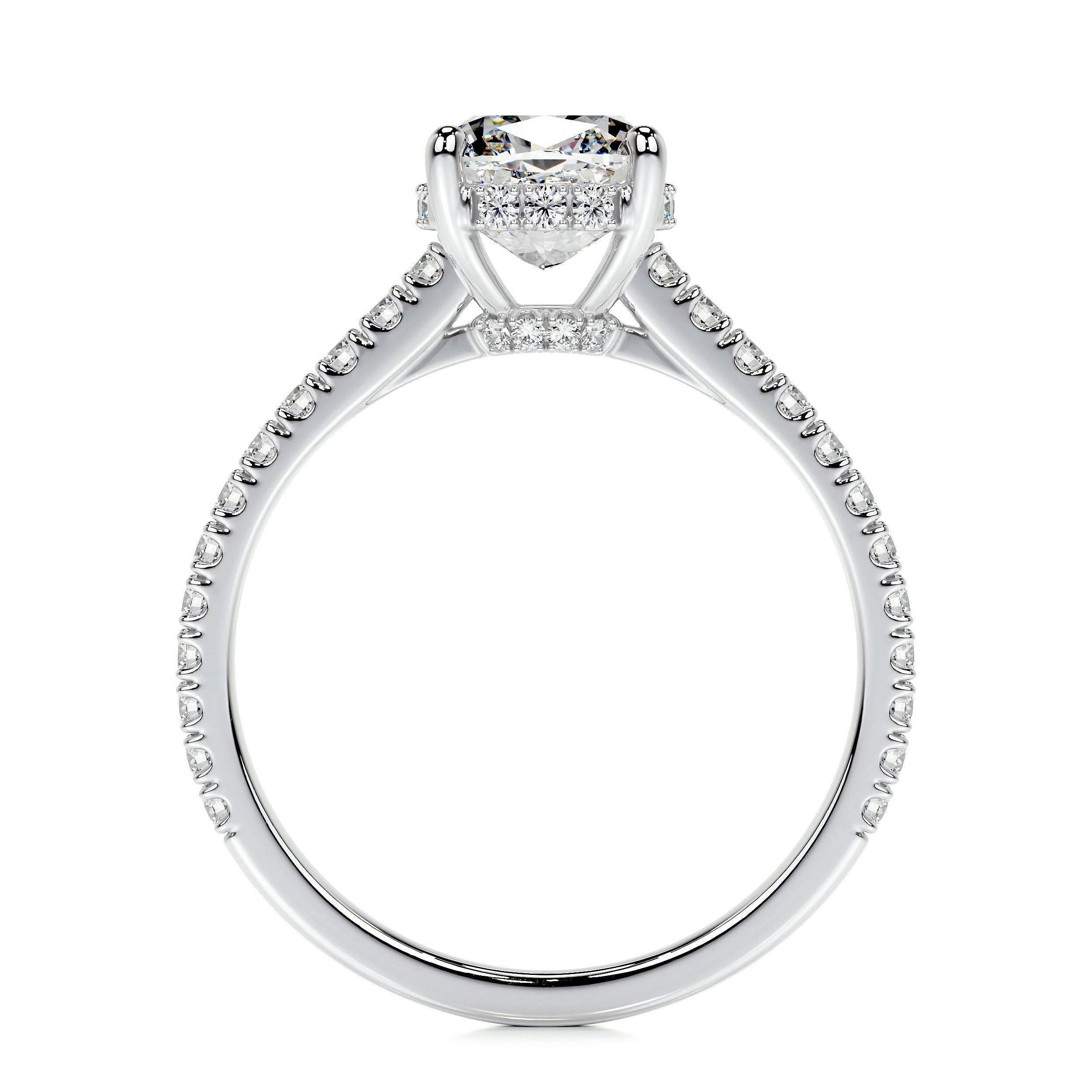 Cushion Hidden Halo Pave Lab Grown Diamond Engagement Ring