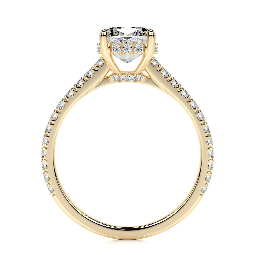 Cushion Hidden Halo Pave Lab Grown Diamond Engagement Ring