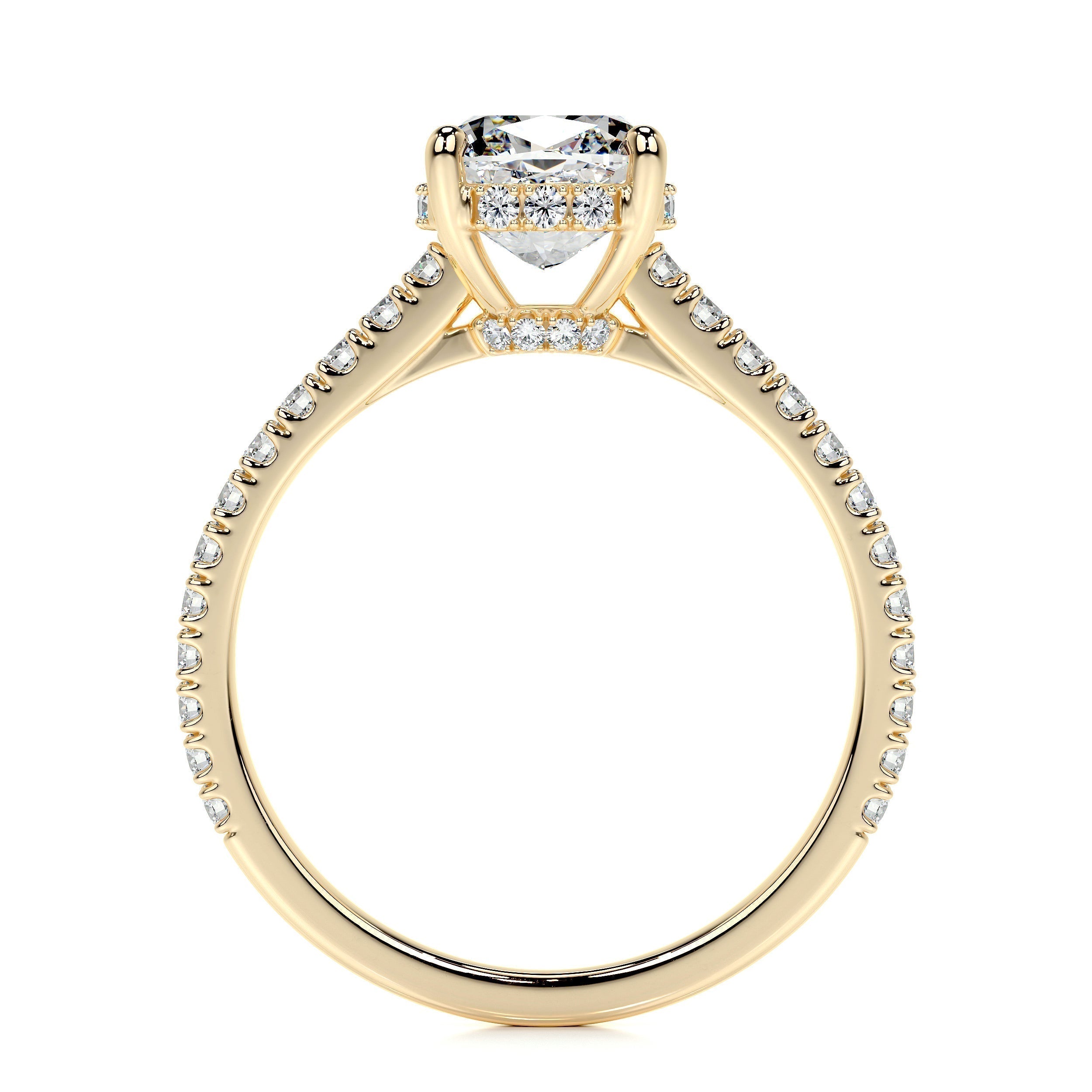 Cushion Hidden Halo Pave Lab Grown Diamond Engagement Ring
