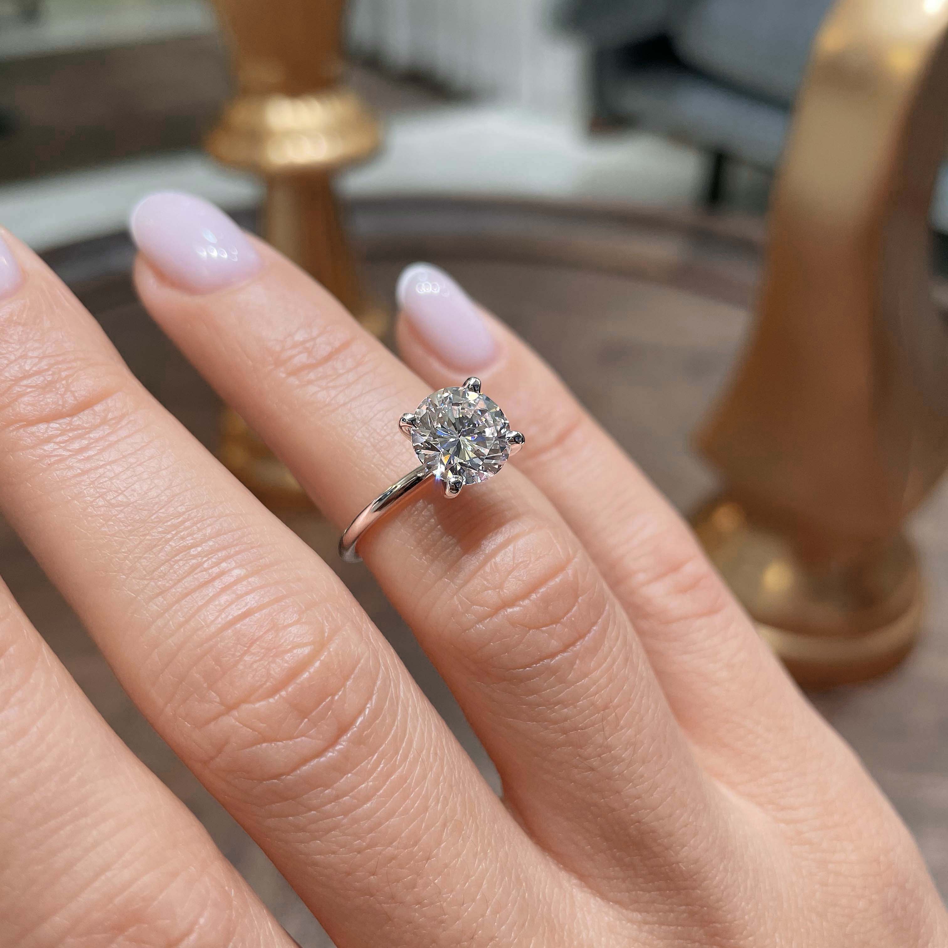 Round Solitaire Lab Grown Diamond Engagement Ring