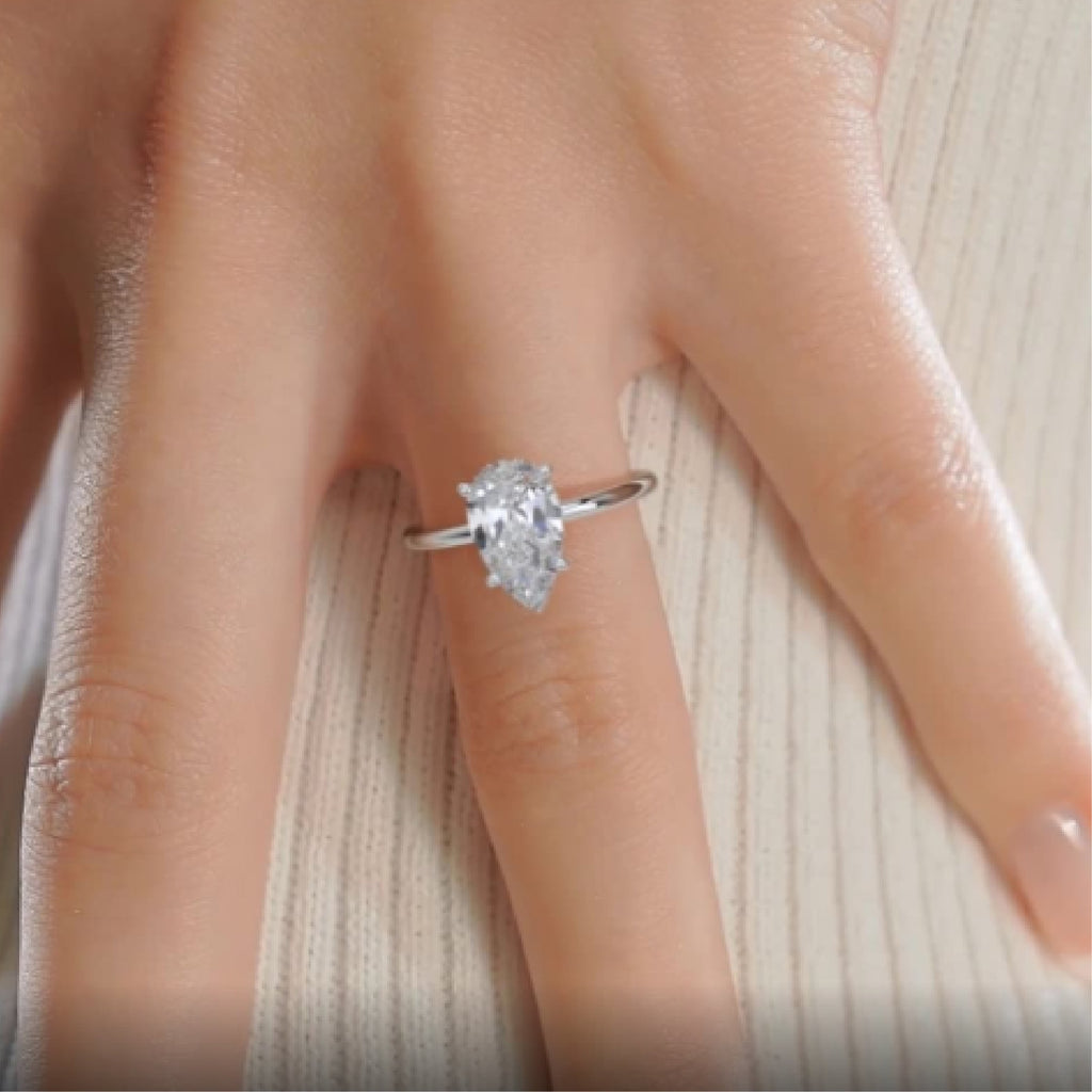 Pear Hidden Halo Lab Grown Diamond Engagement Ring