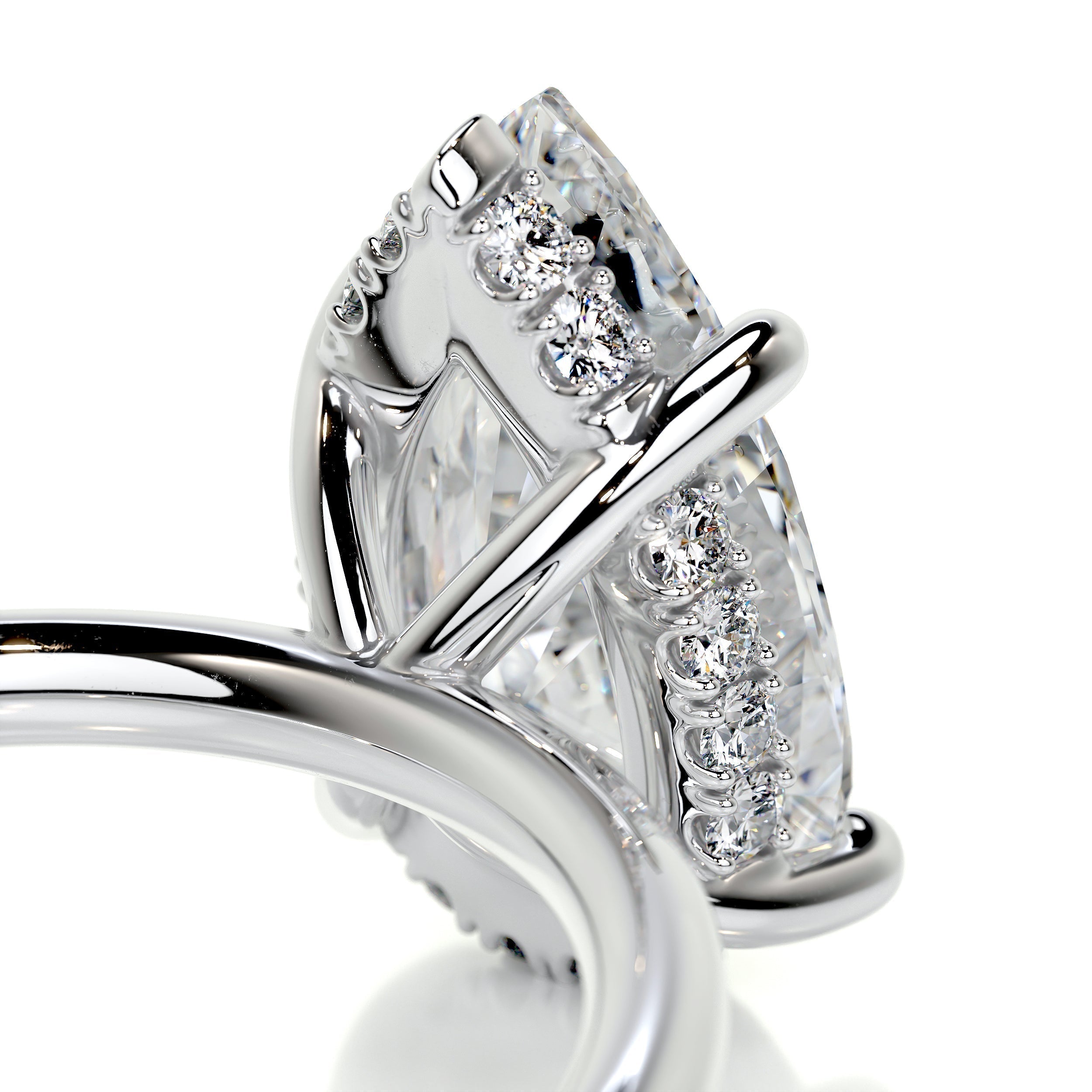 Pear Hidden Halo Lab Grown Diamond Engagement Ring
