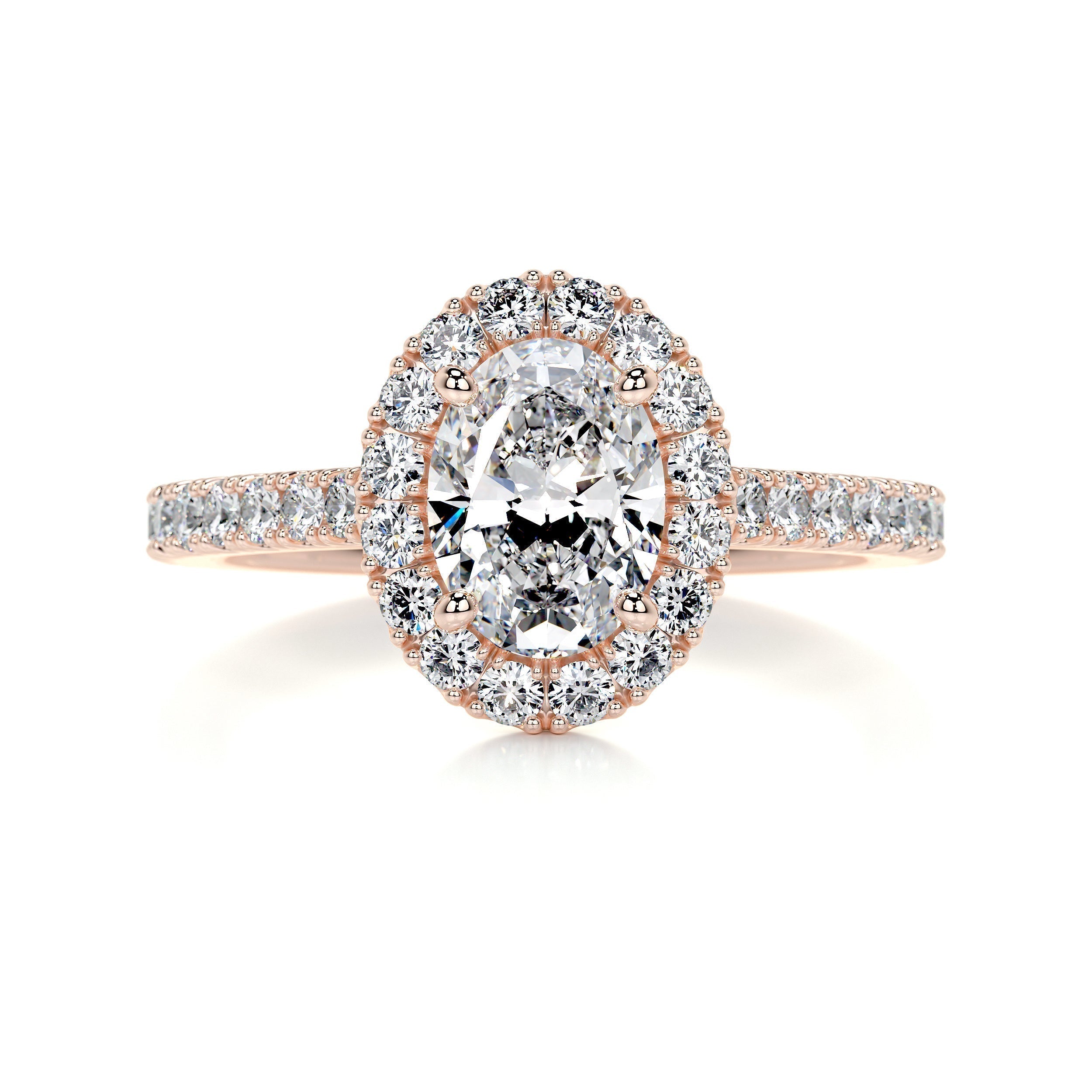Oval Halo & Pave Lab Grown Diamond Engagement Ring