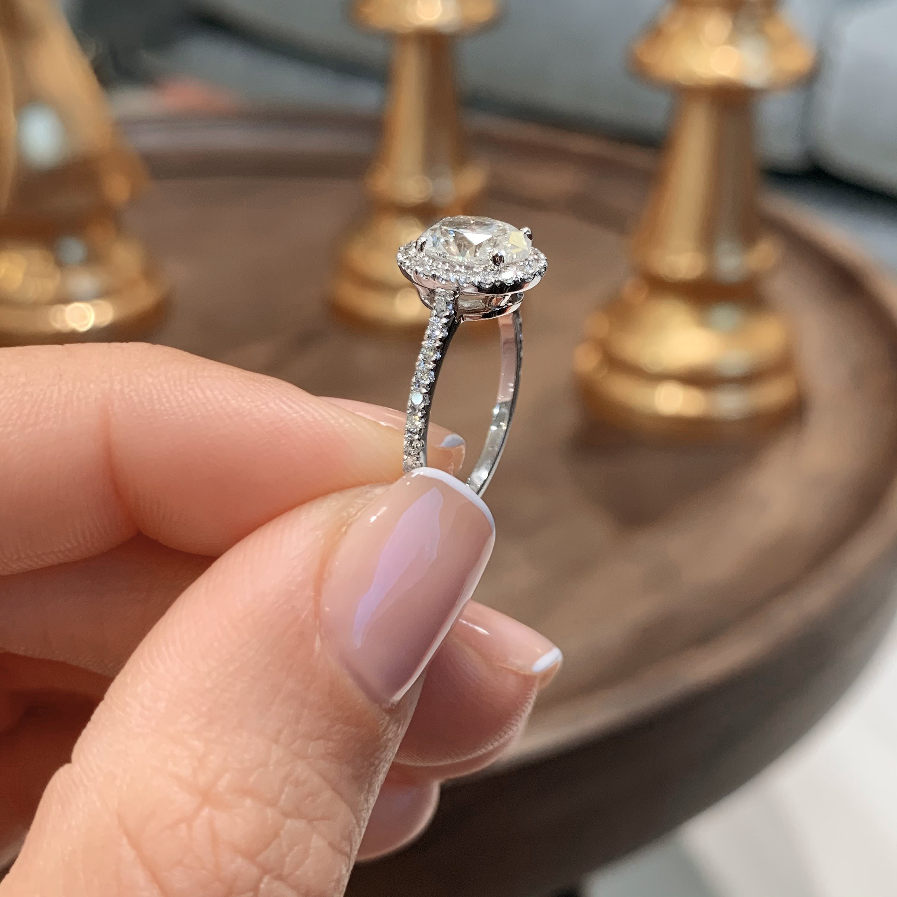 Oval Halo & Pave Lab Grown Diamond Engagement Ring