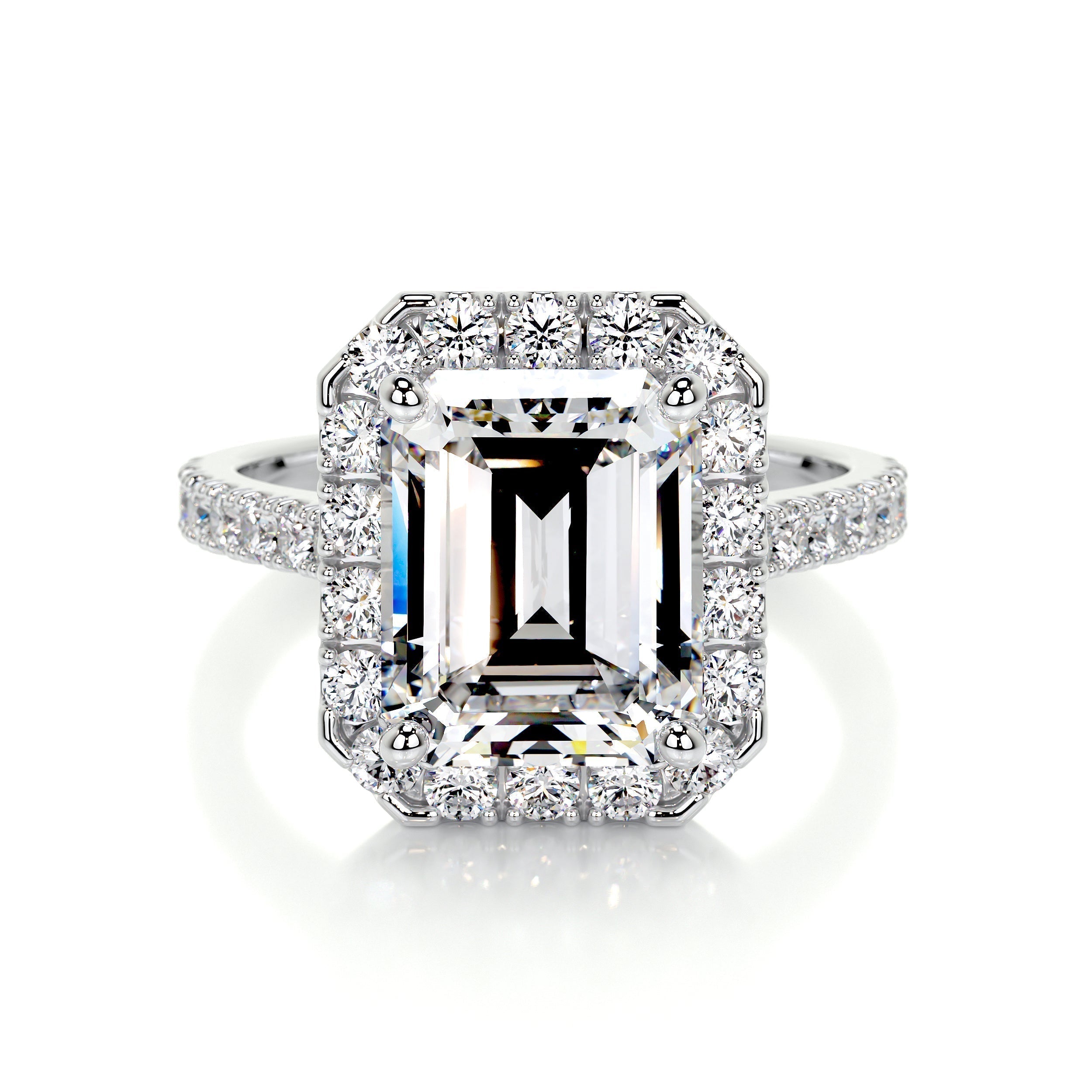 Emerald Halo & Pave Lab Grown Diamond Engagement Ring