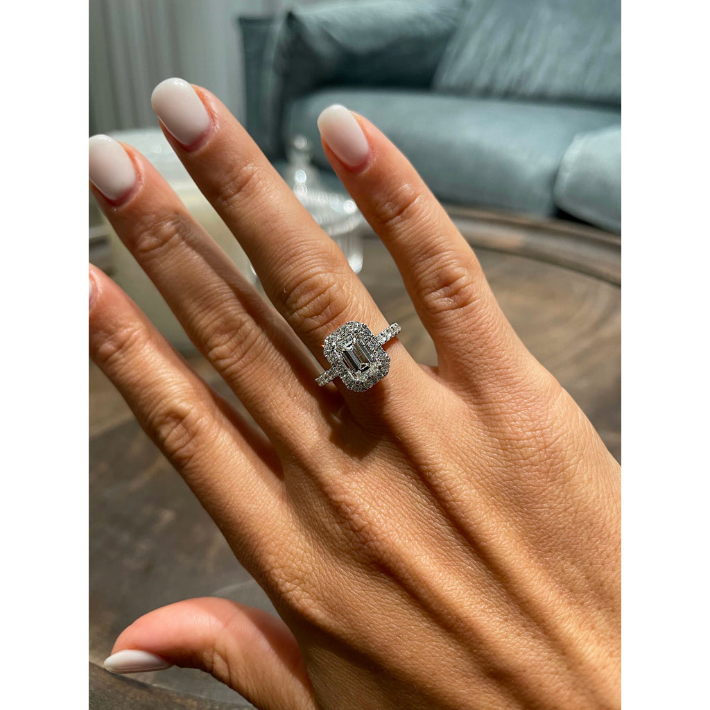Emerald Halo & Pave Lab Grown Diamond Engagement Ring