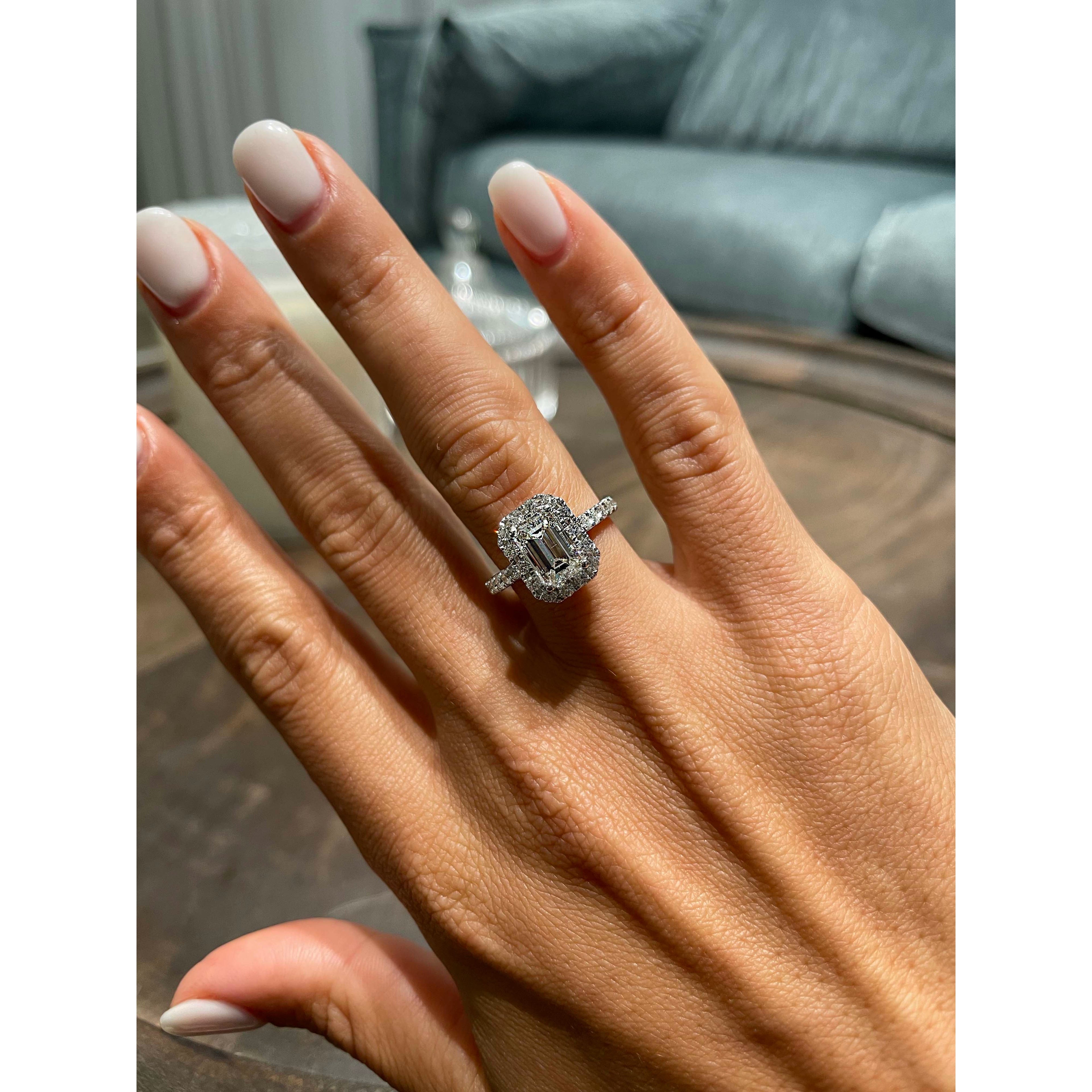Emerald Halo & Pave Lab Grown Diamond Engagement Ring