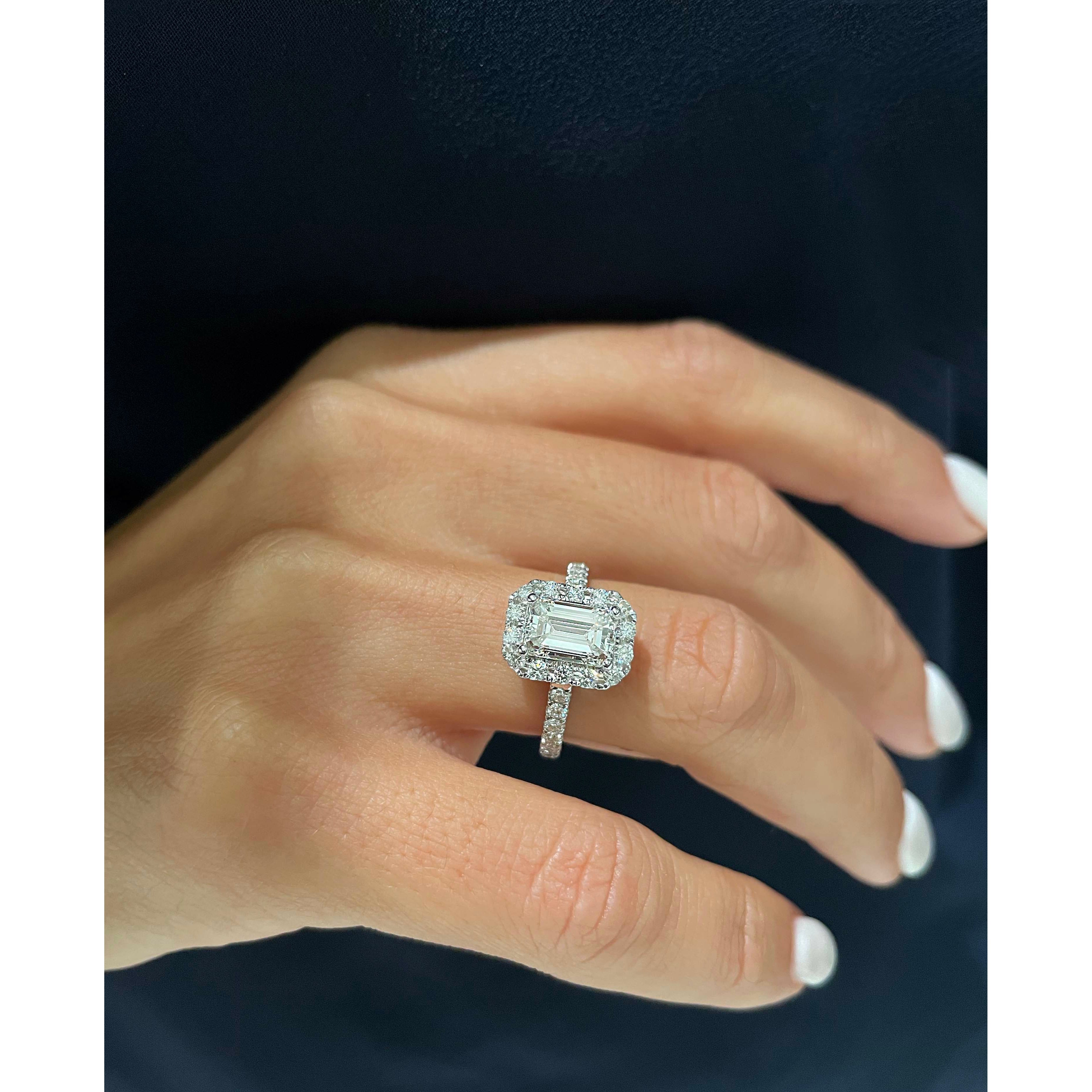 Emerald Halo & Pave Lab Grown Diamond Engagement Ring