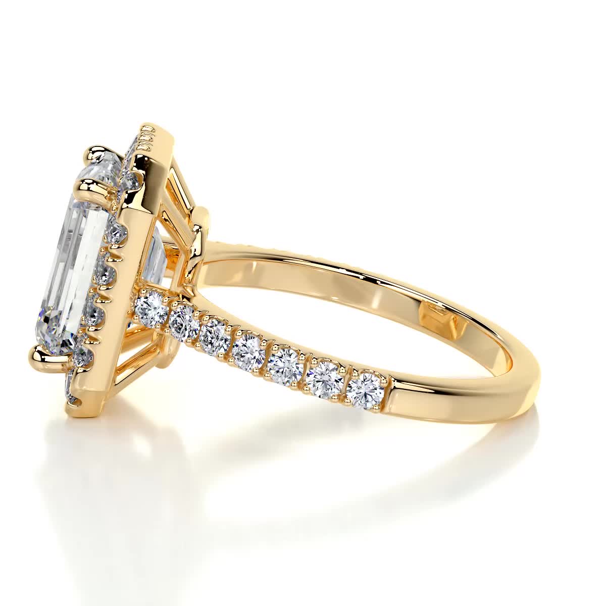 Emerald Halo & Pave Lab Grown Diamond Engagement Ring