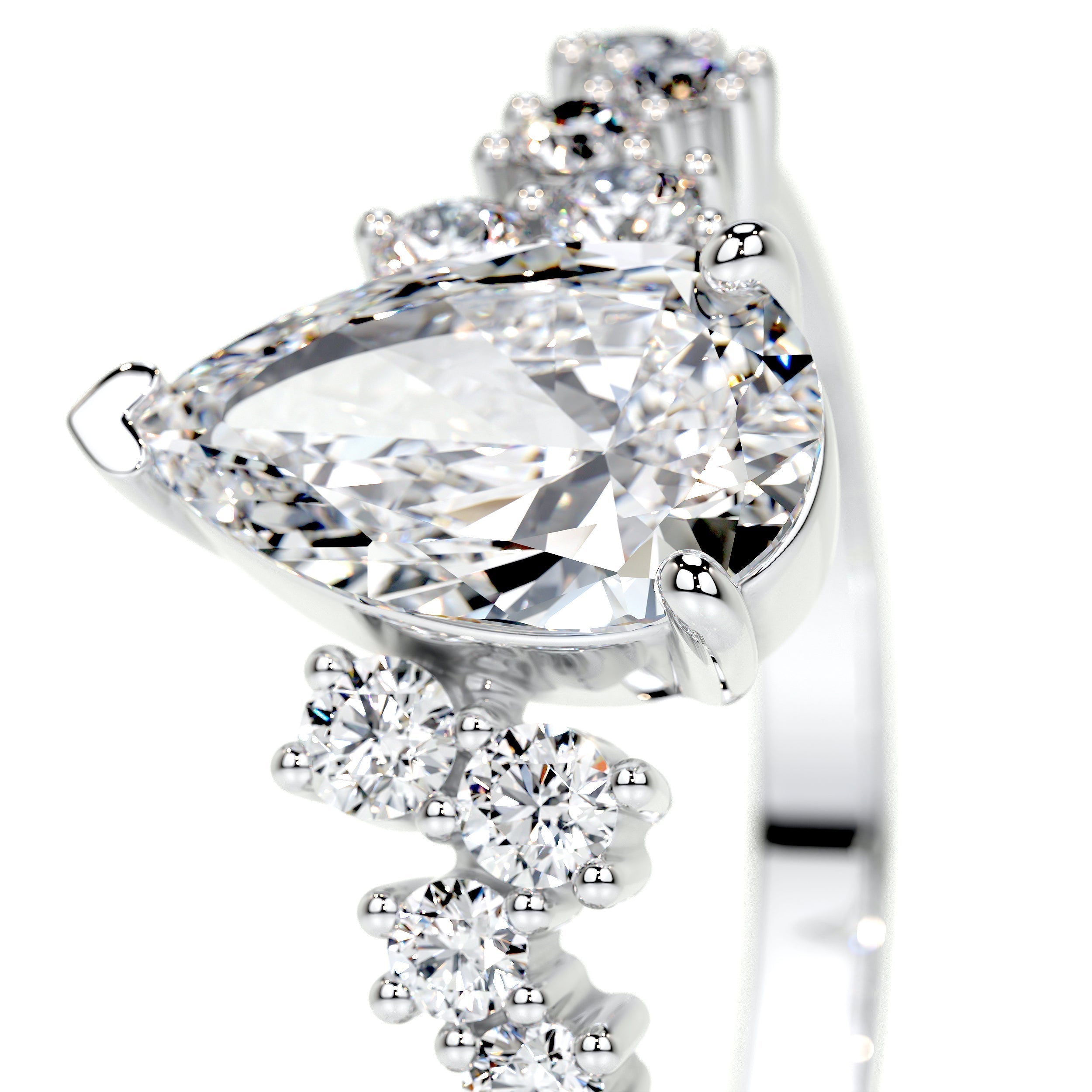 Pear Cluster Lab Grown Diamond Engagement Ring