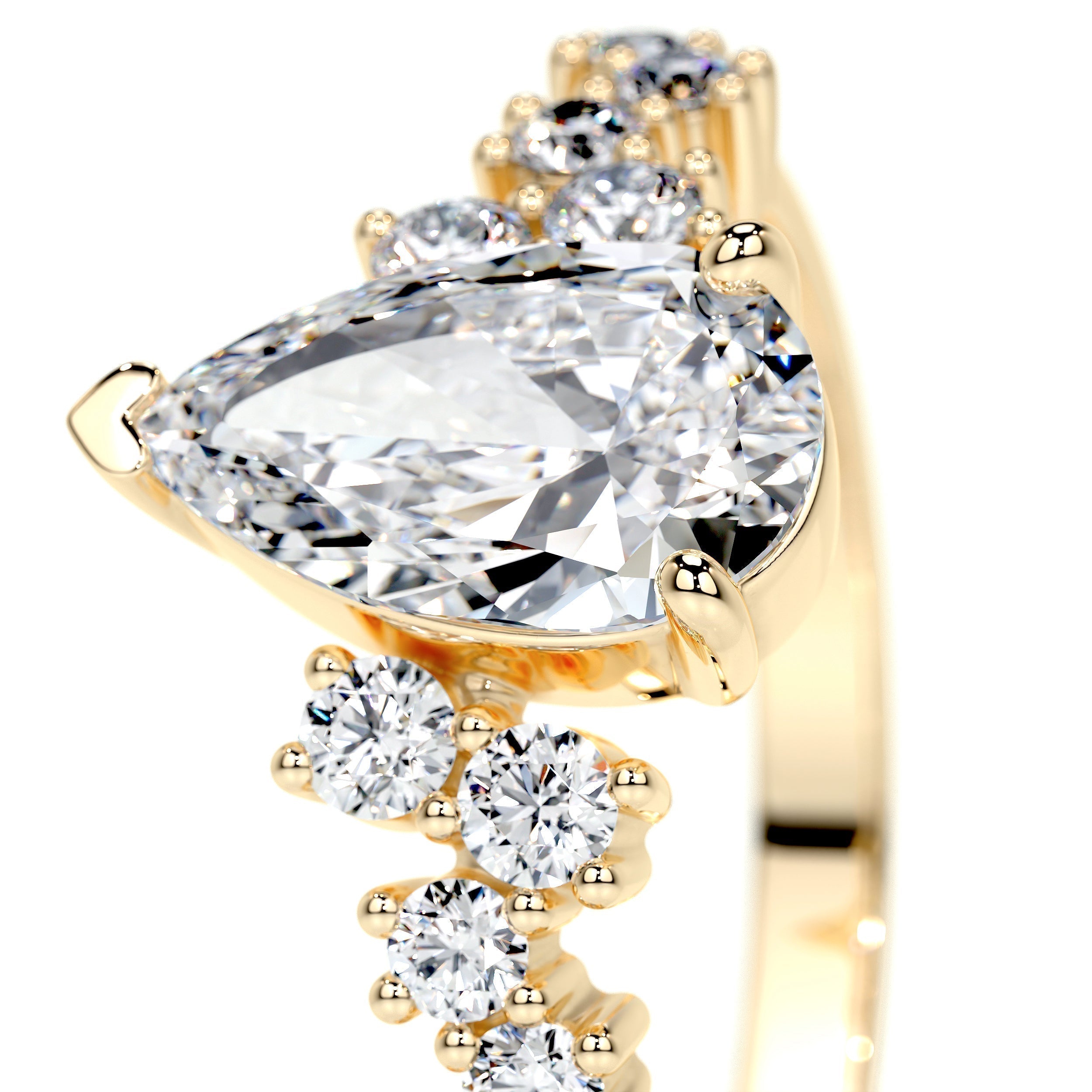 Pear Cluster Lab Grown Diamond Engagement Ring